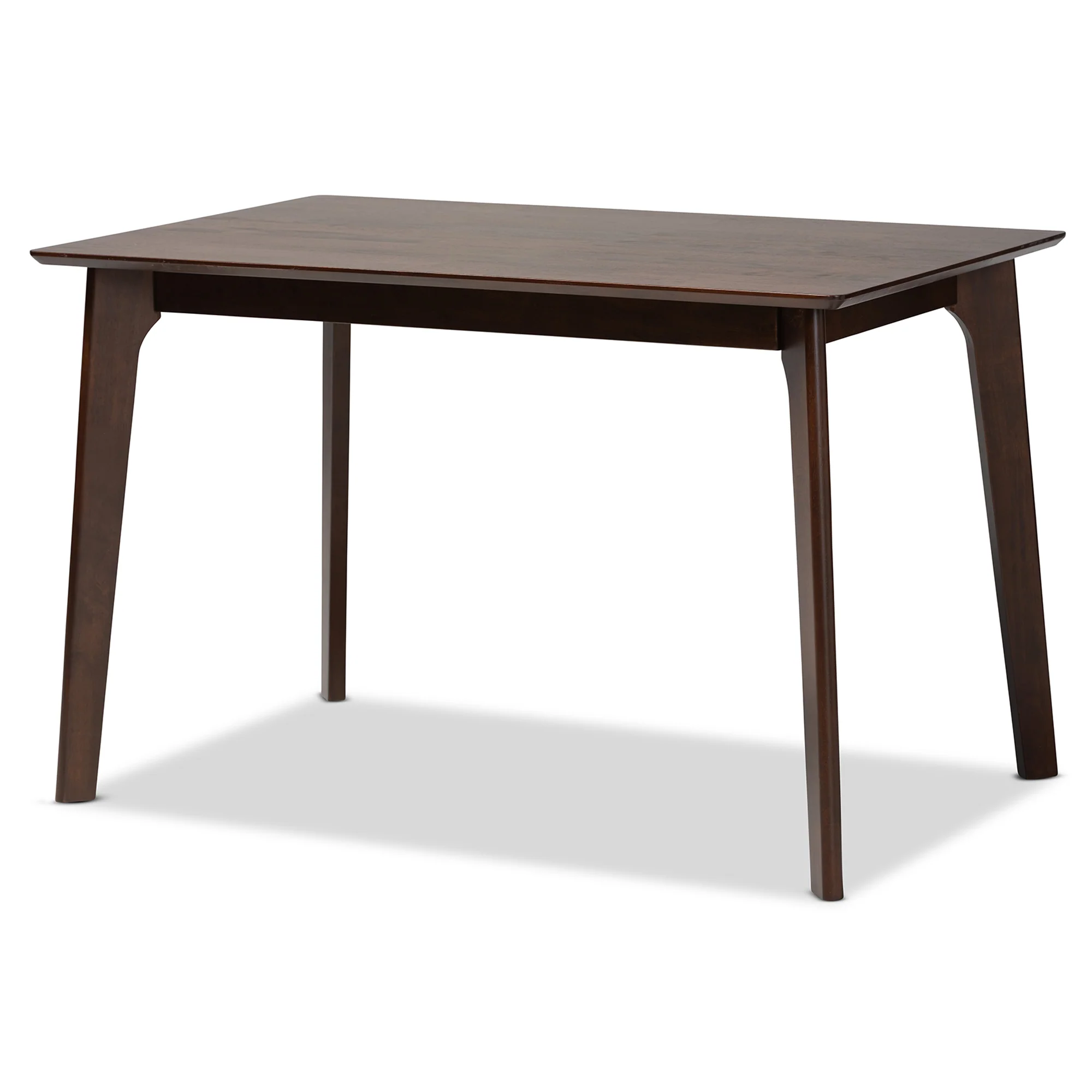 Baxton Studio Amara Mid-Century Modern Cream Fabric and Dark Brown Finished Wood 5-Piece Dining Set - Image 6