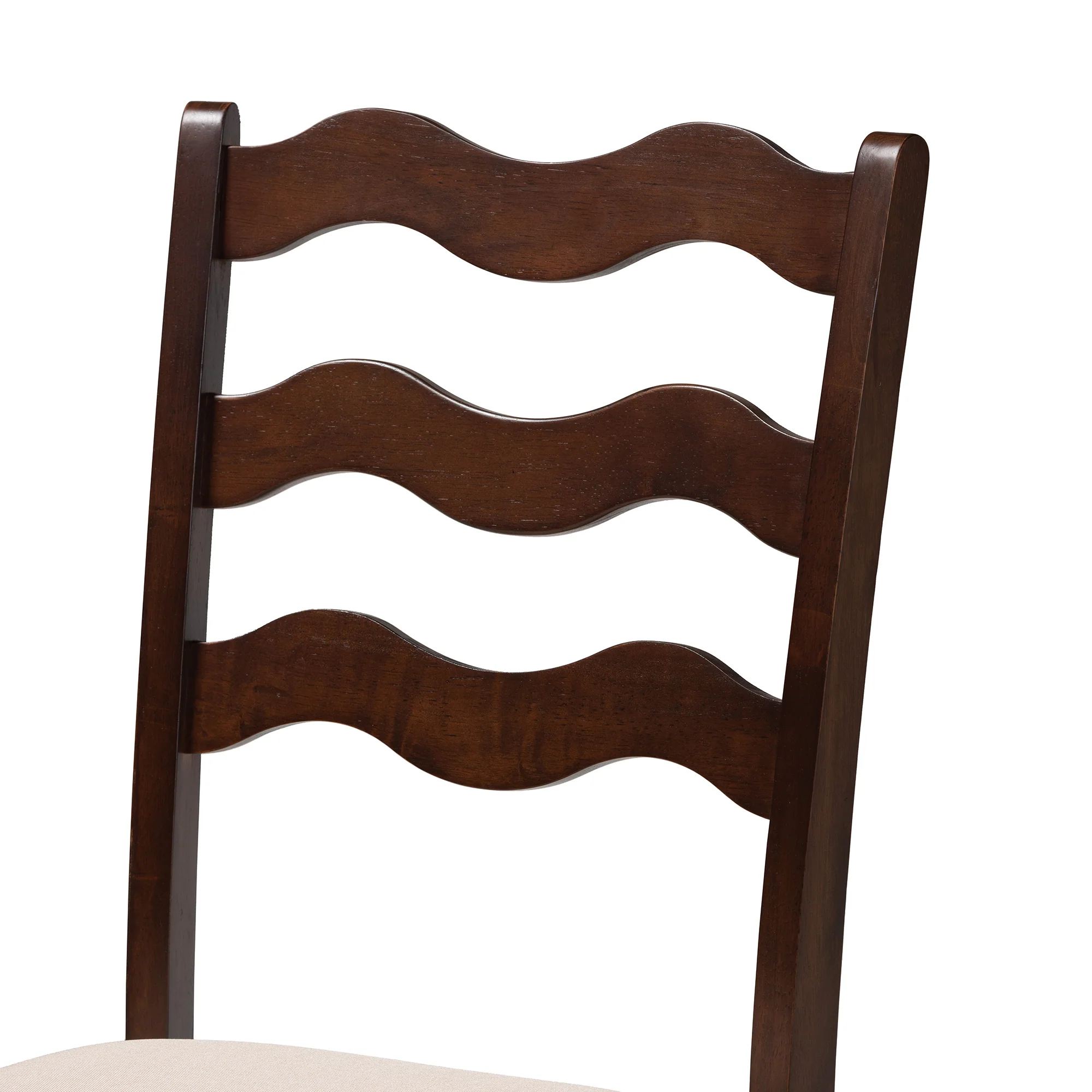 Baxton Studio Amara Mid-Century Modern Cream Fabric and Dark Brown Finished Wood 5-Piece Dining Set - Image 8