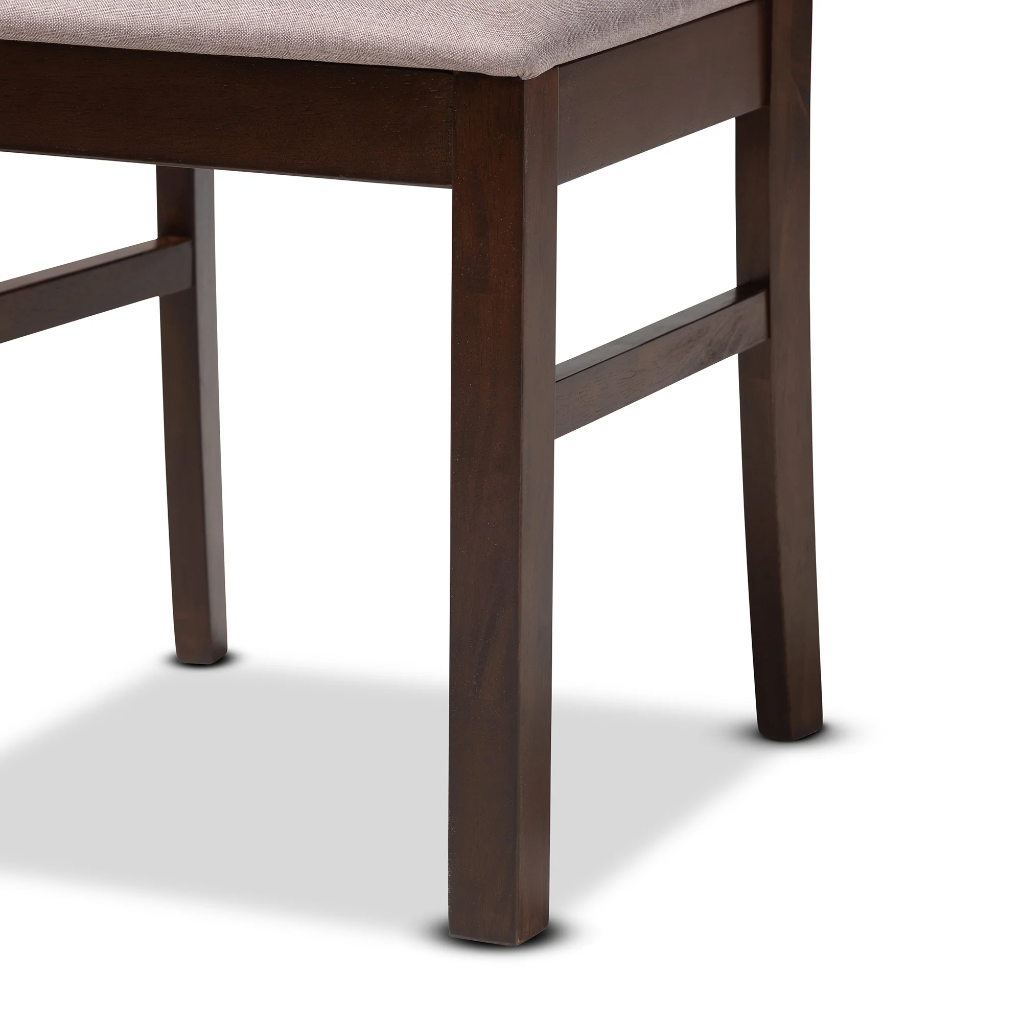 Baxton Studio Amara Mid-Century Modern Warm Grey Fabric and Dark Brown Finished Wood 5-Piece Dining Set - Image 9