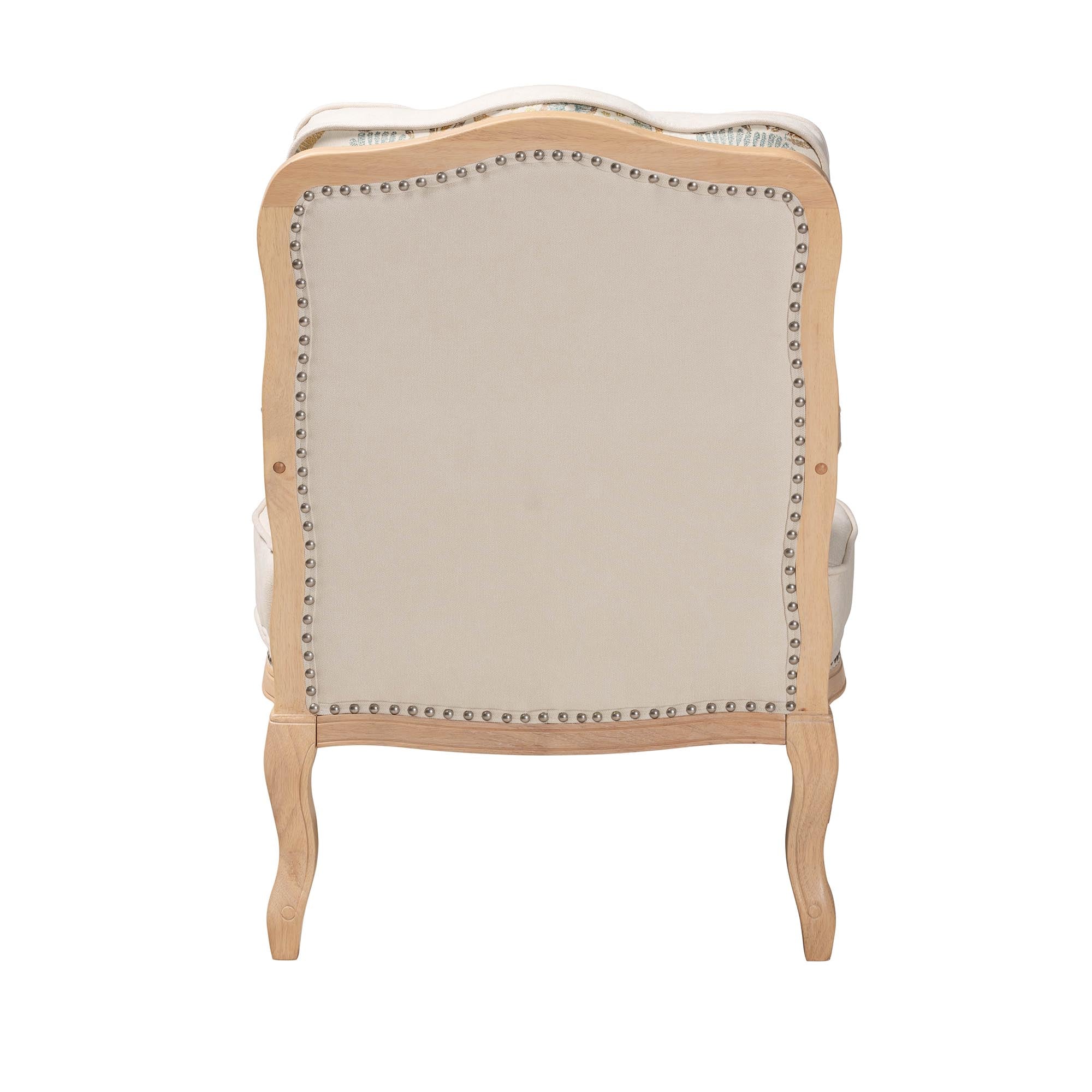 Baxton Studio Andre Traditional French Quilted Fabric and Whitewash Finished Wood Accent Chair - Image 5