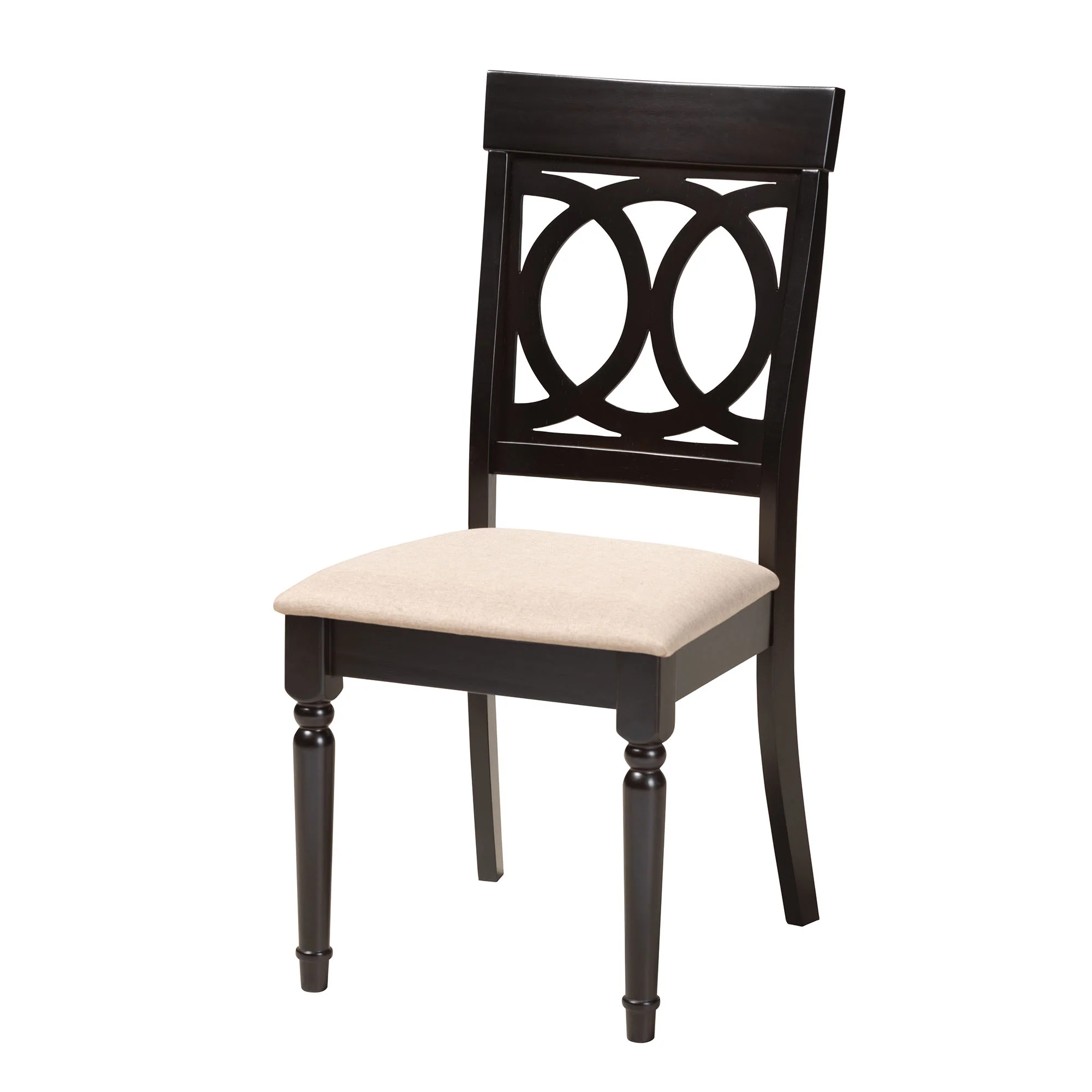 Baxton Studio Angie Modern Sand Fabric and Dark Brown Finished Wood 5-Piece Dining Set - Image 3