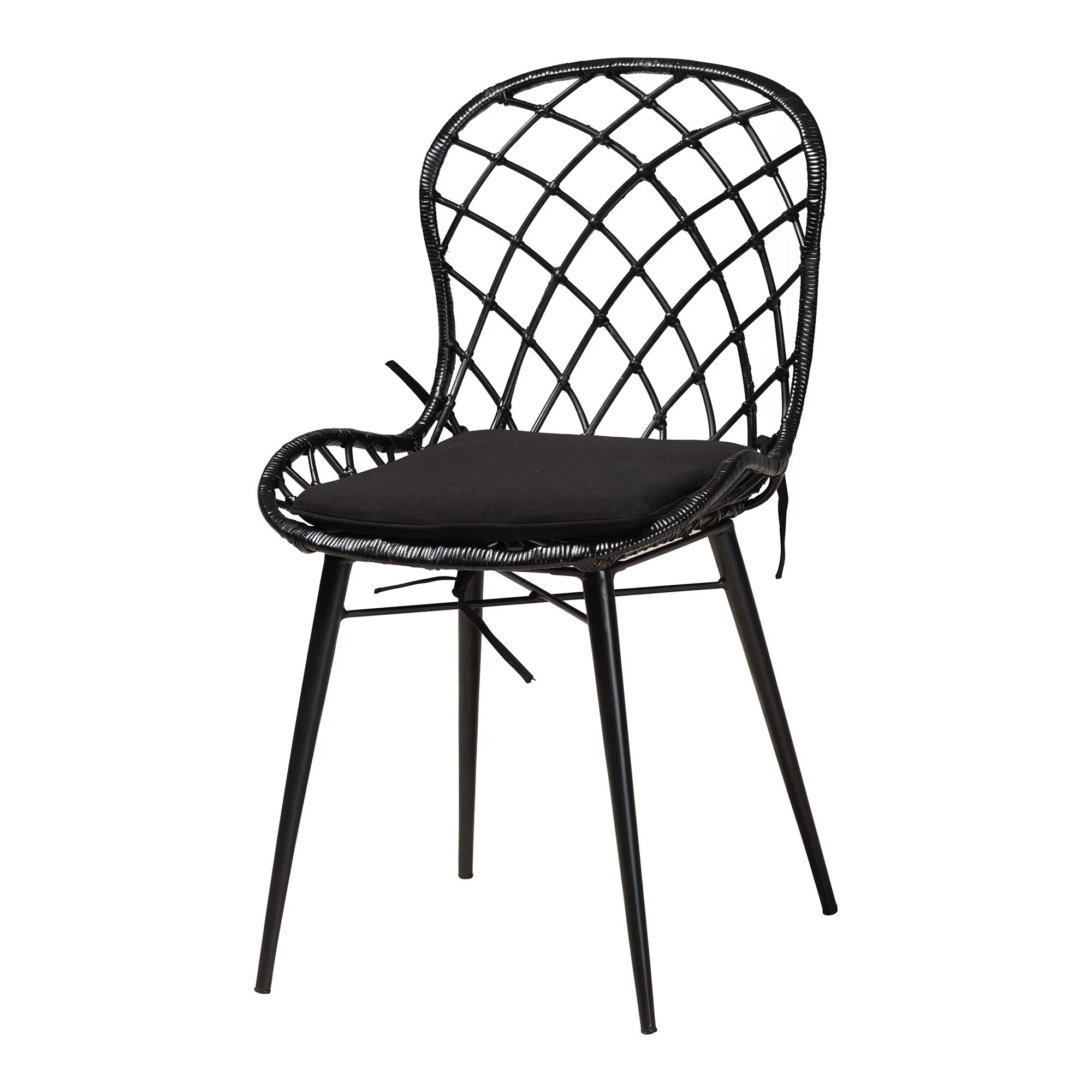Baxton Studio Aniceta Modern Bohemian Black Finished Wood and Rattan 7-Piece Dining Set - Image 3