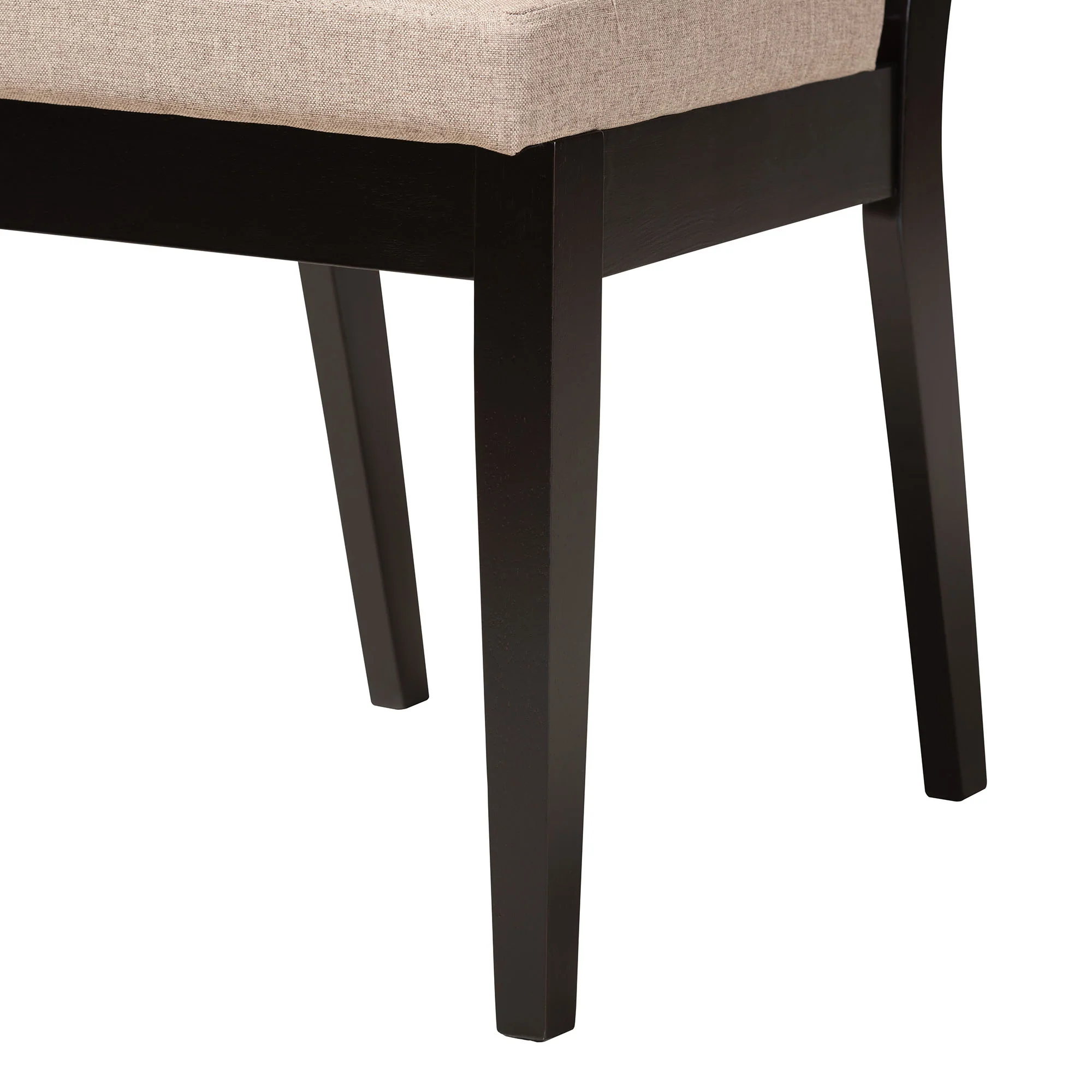 Baxton Studio Ansa Modern Sand Fabric and Dark Brown Finished Wood 5-Piece Dining Set - Image 9