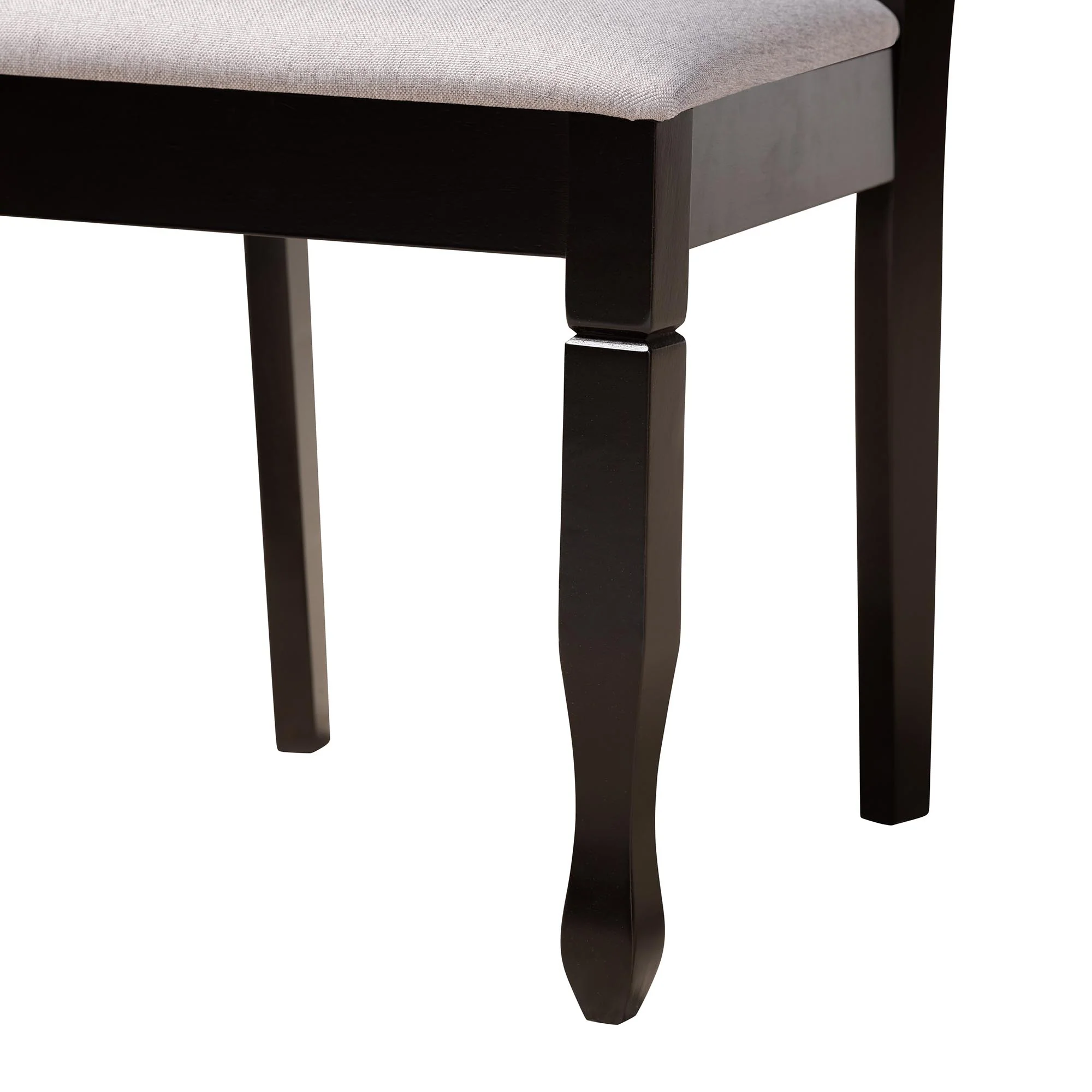 Baxton Studio April Modern Grey Fabric and Dark Brown Finished Wood 5-Piece Dining Set - Image 7