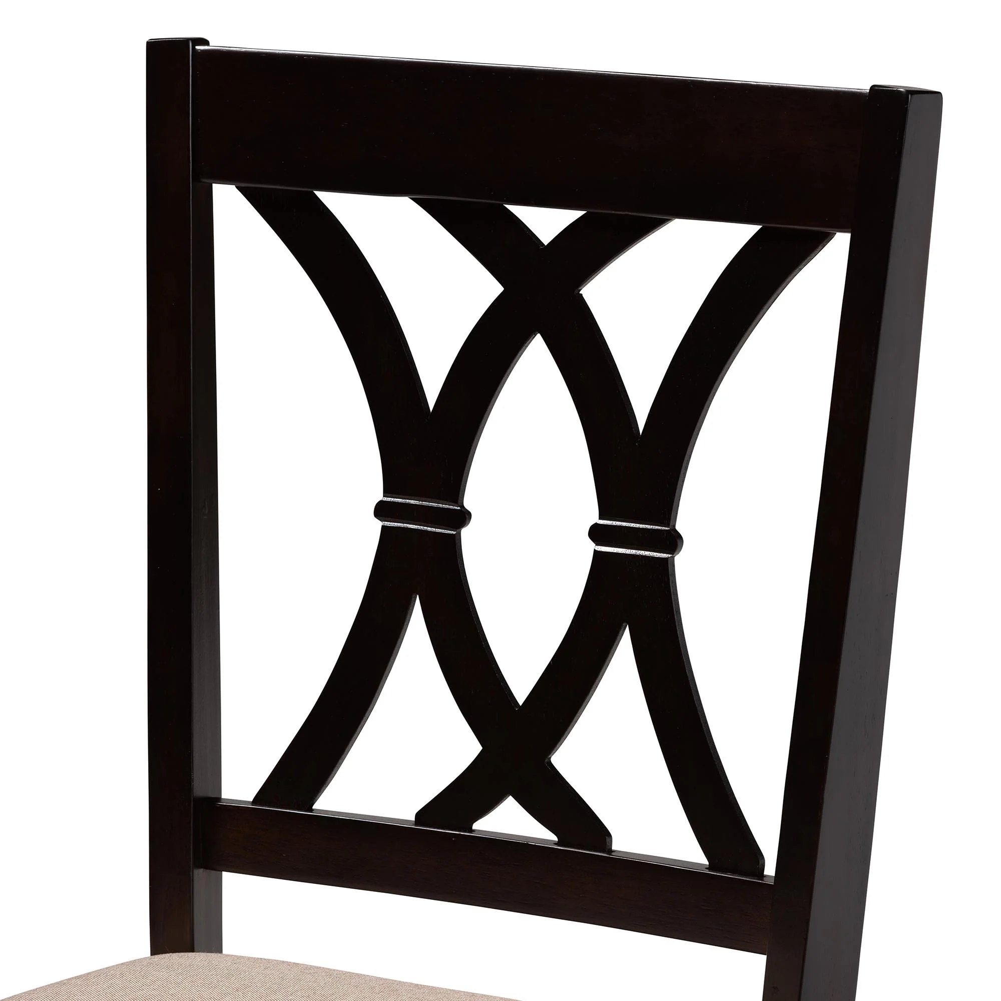 Baxton Studio April Modern Sand Fabric and Dark Brown Finished Wood 5-Piece Dining Set - Image 6