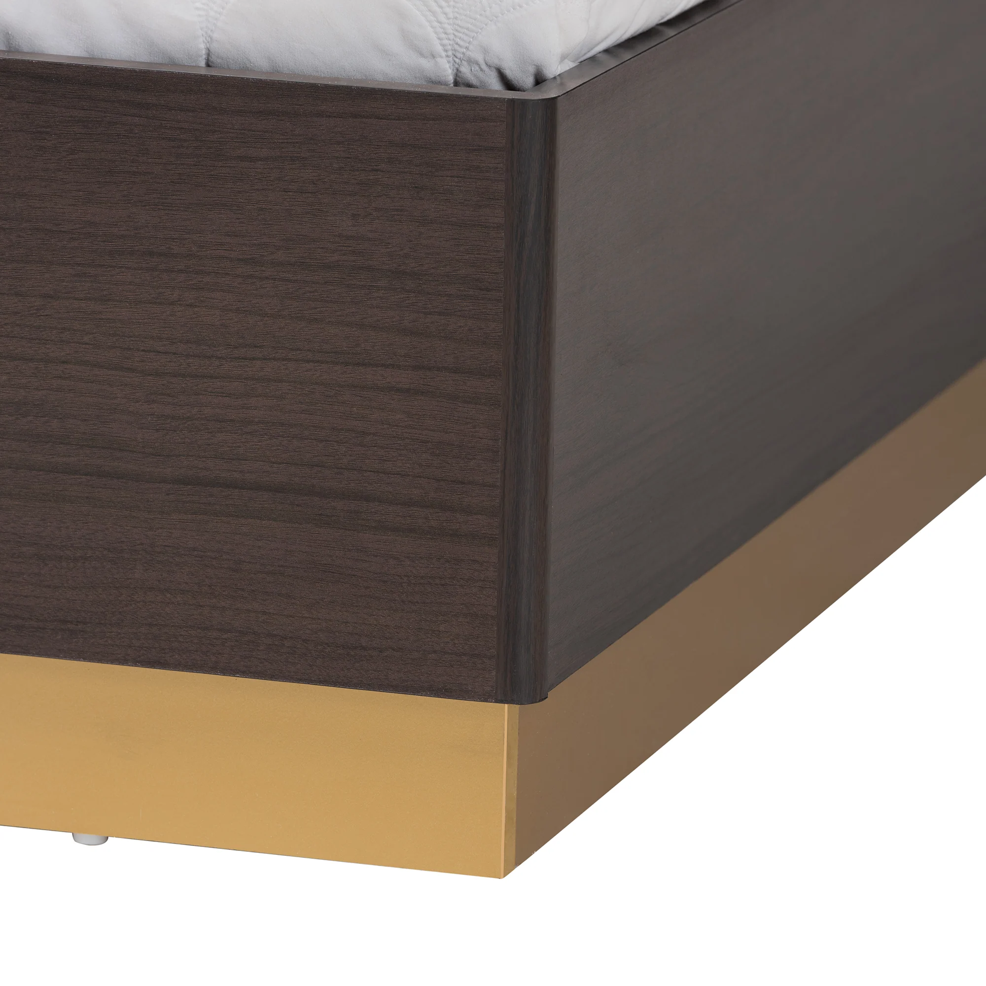 Baxton Studio Arcelia Contemporary Glam and Luxe Two-Tone Dark Brown and Gold Finished Wood Queen Size 3-Piece Bedroom Set - Image 10