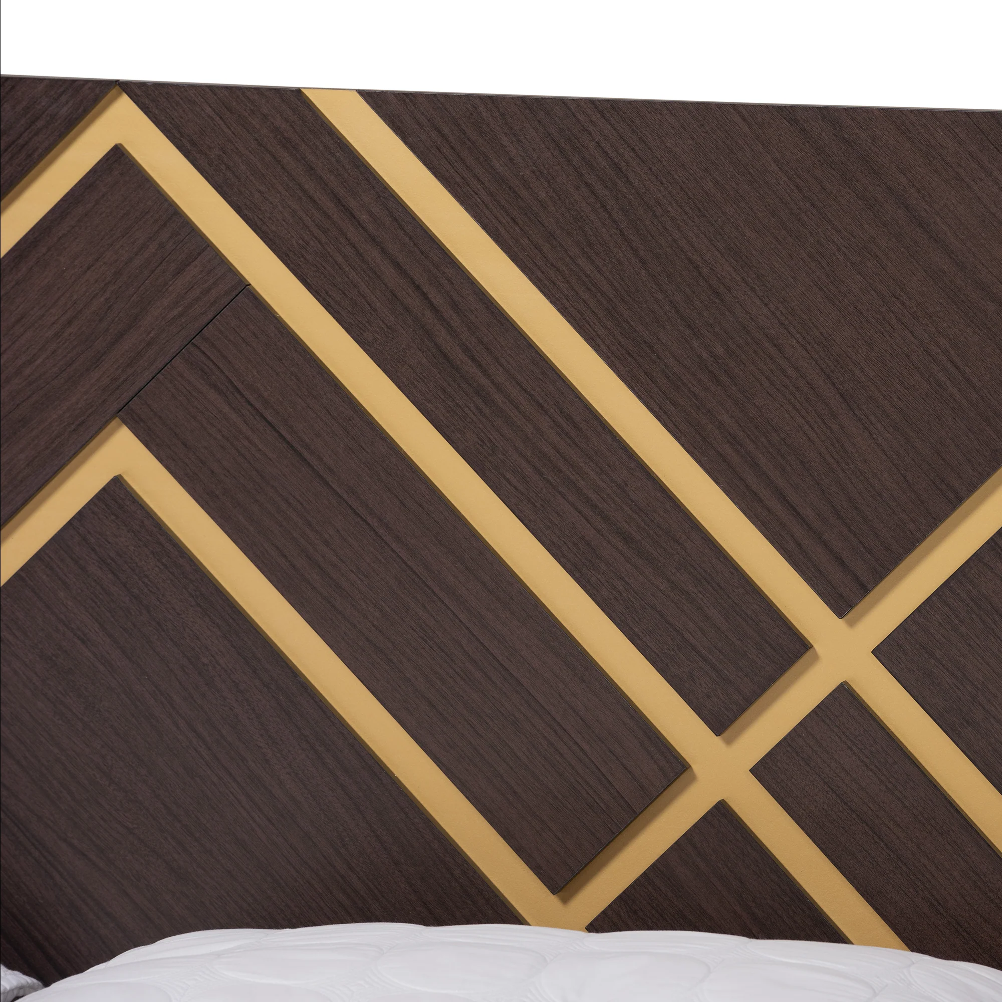 Baxton Studio Arcelia Contemporary Glam and Luxe Two-Tone Dark Brown and Gold Finished Wood Queen Size 3-Piece Bedroom Set - Image 8