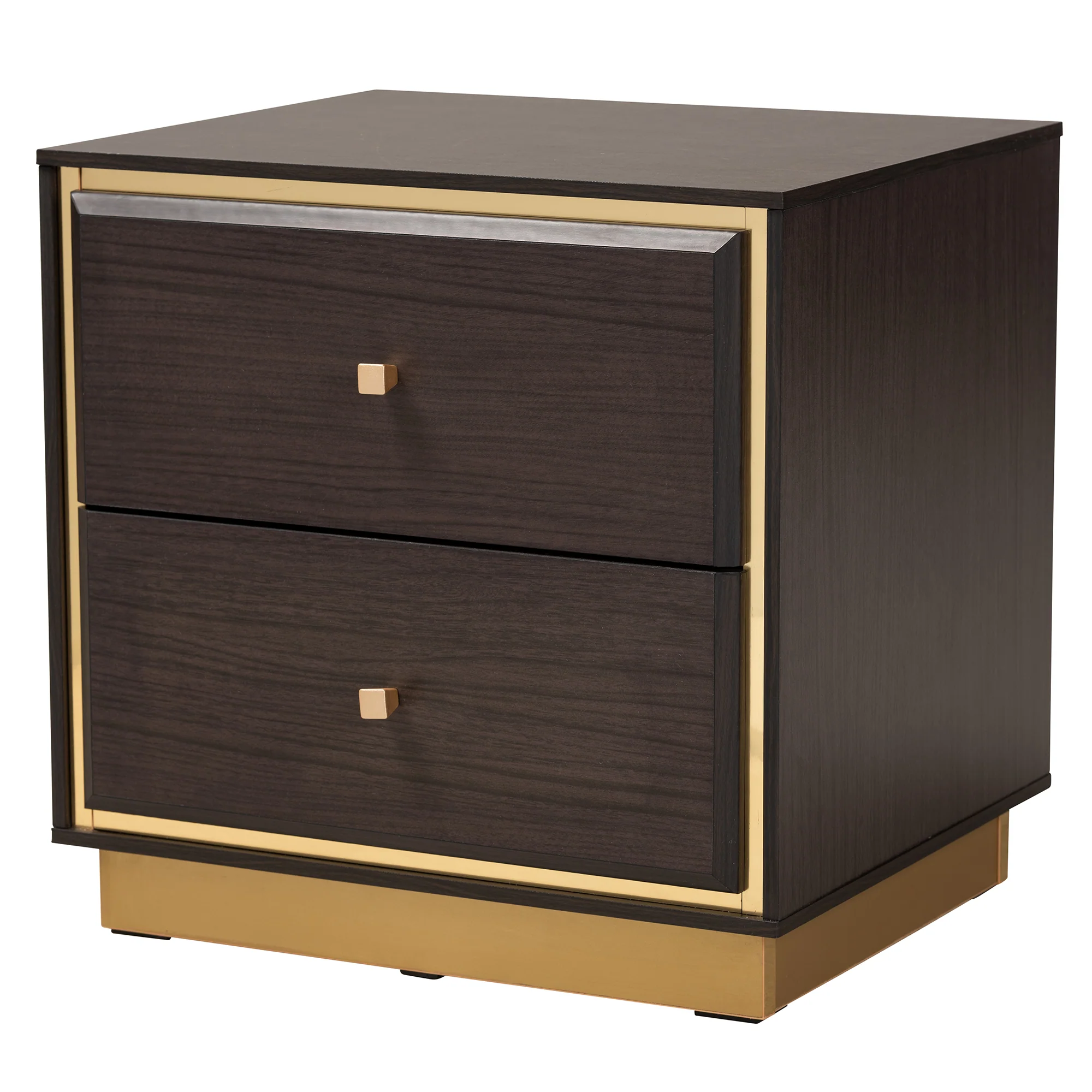 Baxton Studio Arcelia Contemporary Glam and Luxe Two-Tone Dark Brown and Gold Finished Wood Queen Size 4-Piece Bedroom Set with Chest - Image 9