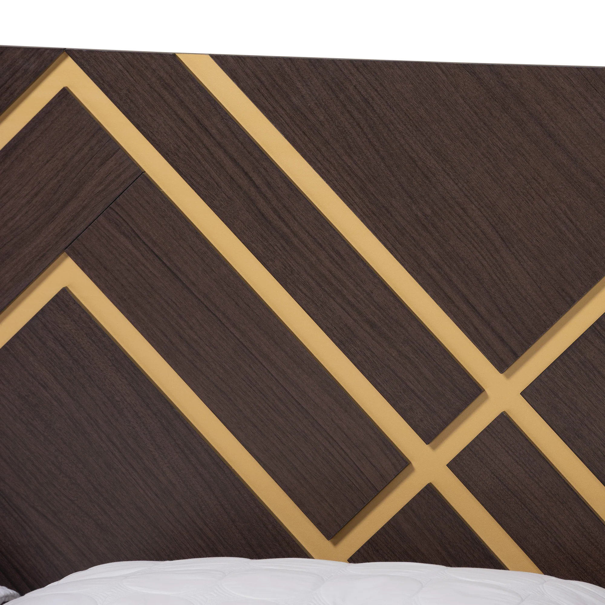 Baxton Studio Arcelia Contemporary Glam and Luxe Two-Tone Dark Brown and Gold Finished Wood Queen Size 5-Piece Bedroom Set - Image 4