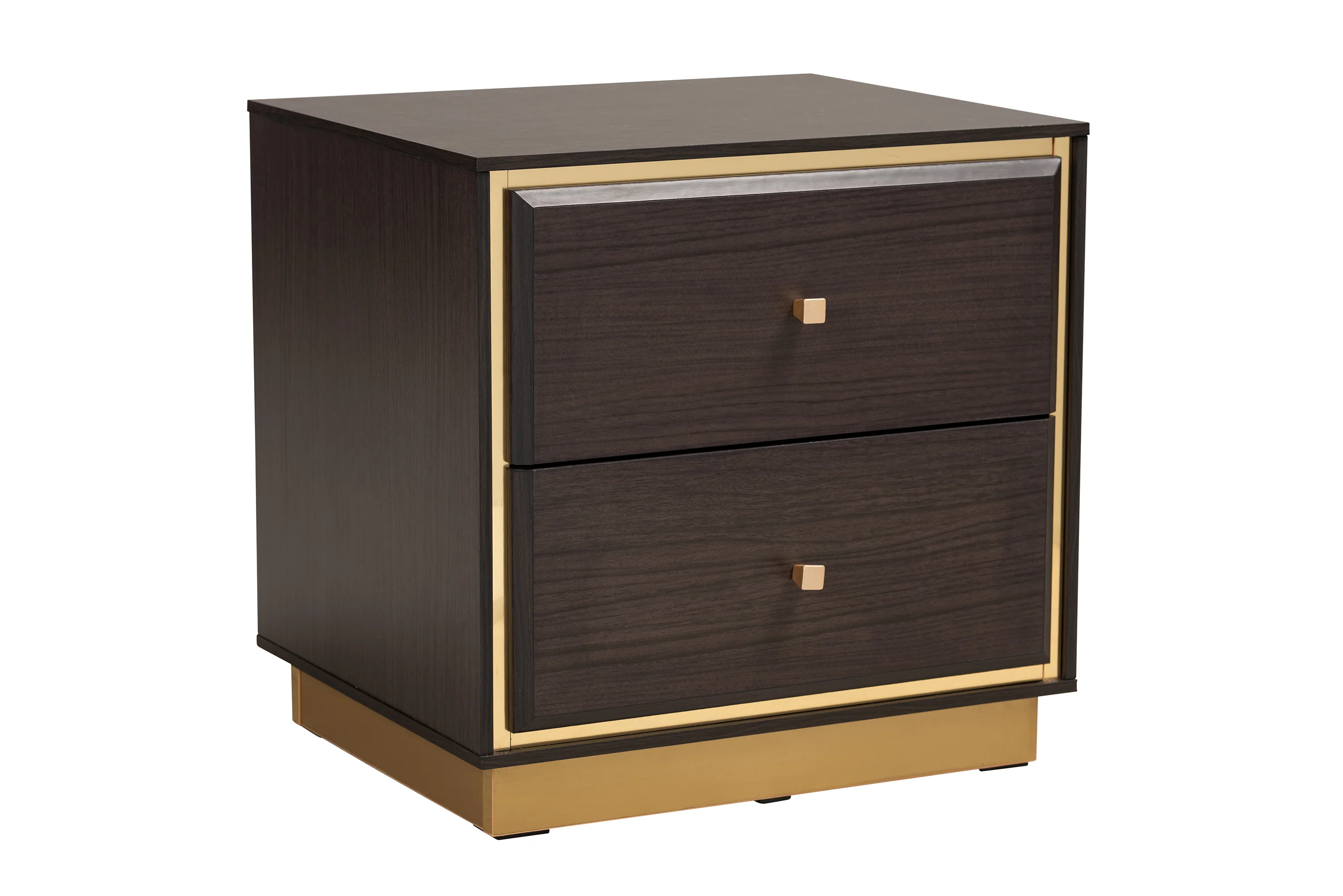 Baxton Studio Arcelia Contemporary Glam and Luxe Two-Tone Dark Brown and Gold Finished Wood Queen Size 5-Piece Bedroom Set - Image 9