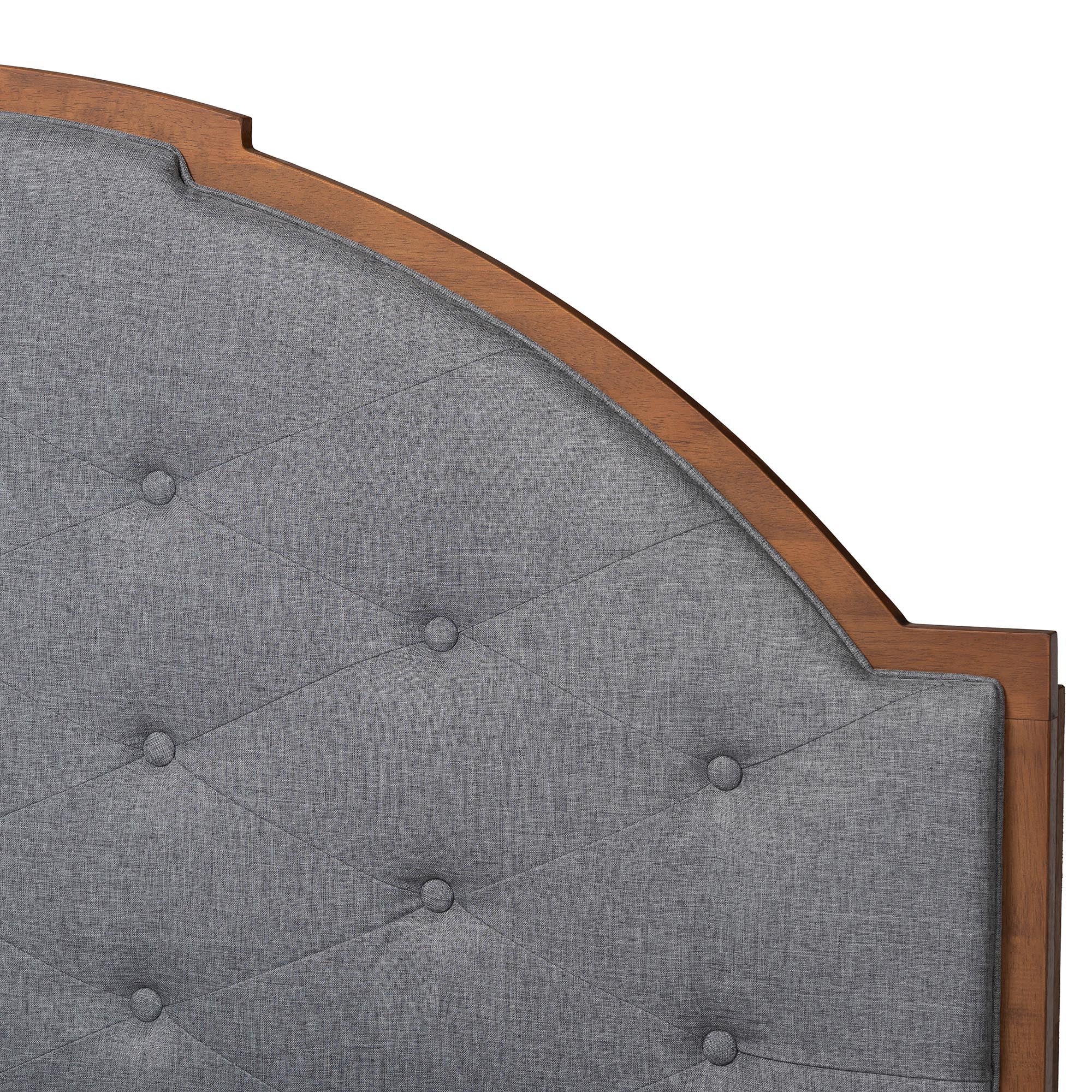 Baxton Studio Ardelle Mid-Century Modern Grey Fabric and Walnut Brown Wood Queen Size Platform Bed - Image 9