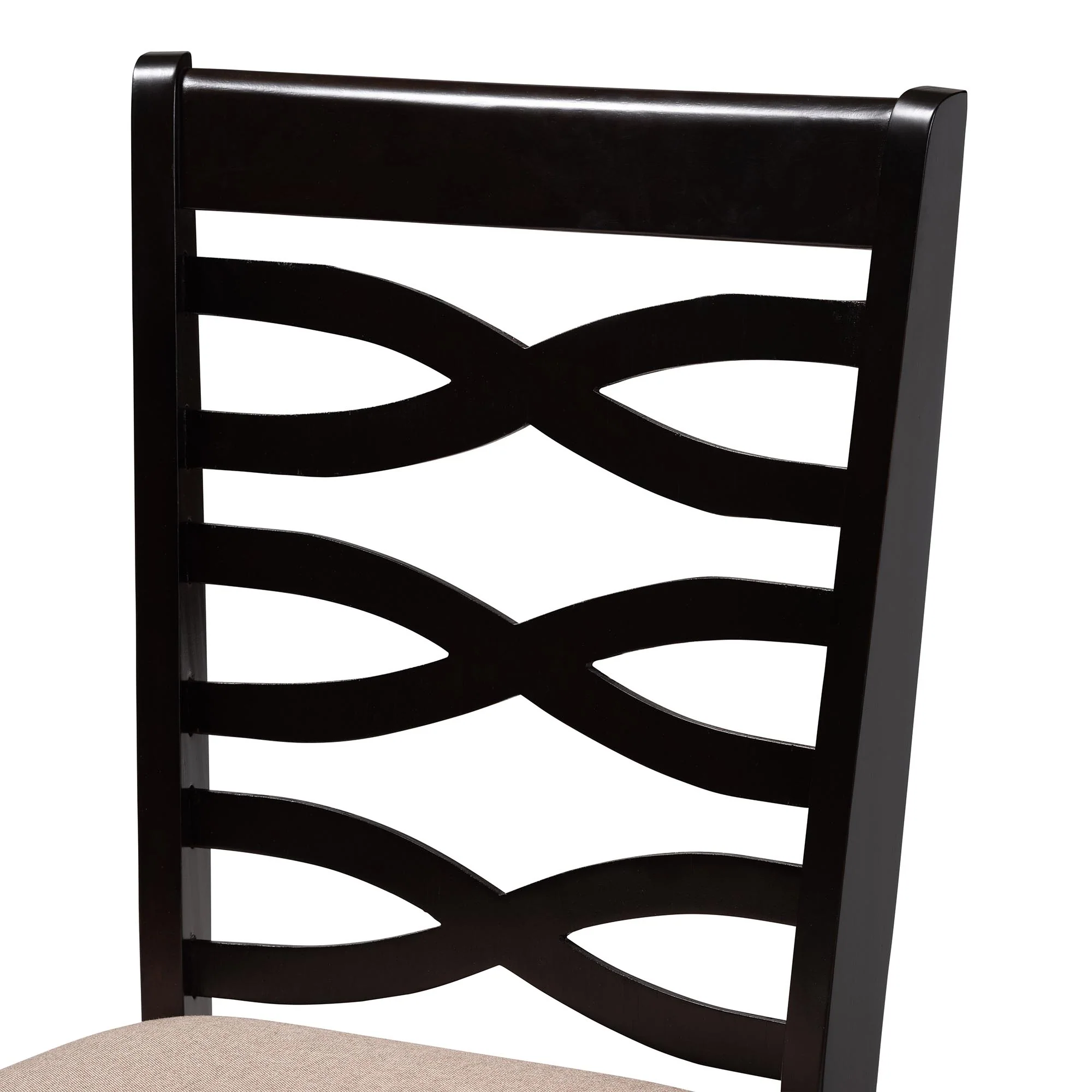 Baxton Studio Ariane Modern Sand Fabric and Dark Brown Finished Wood 5-Piece Dining Set - Image 8
