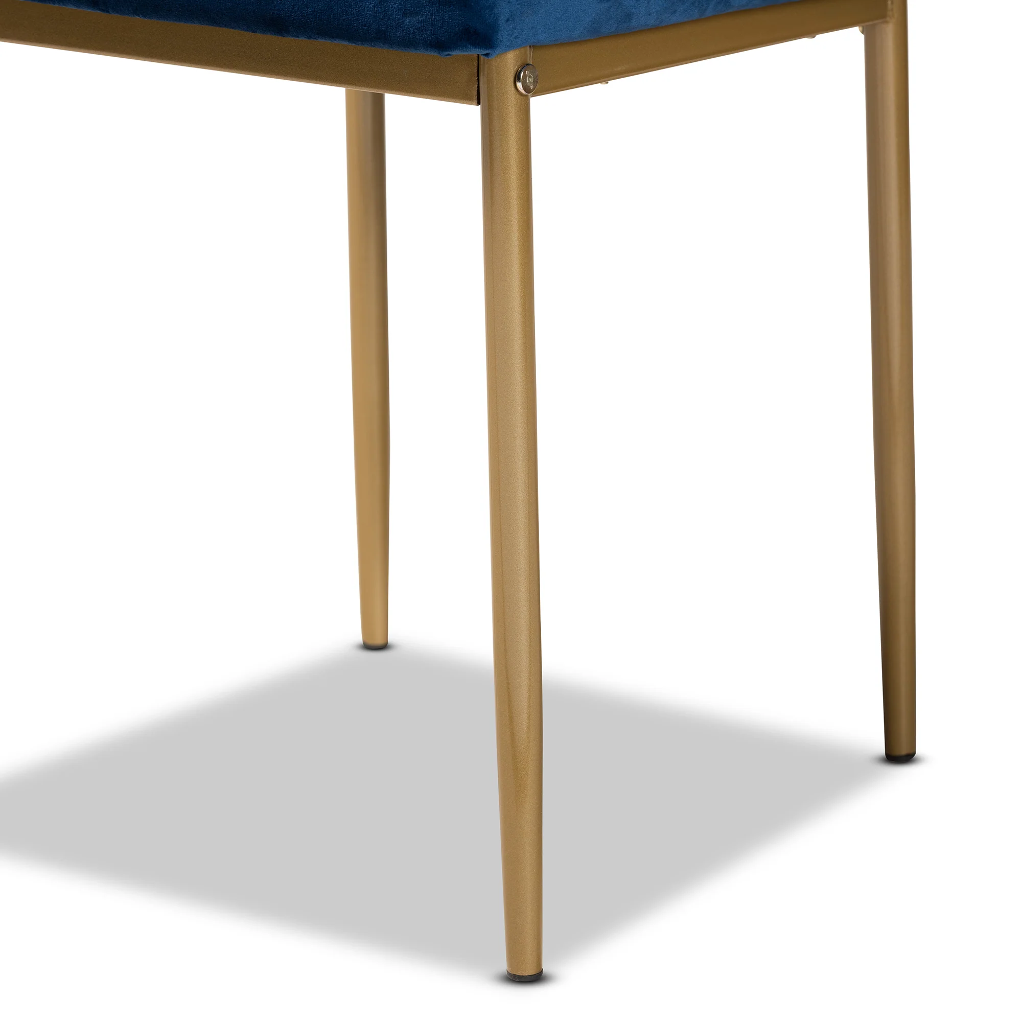 Baxton Studio Armand Modern Glam and Luxe Navy Blue Velvet Fabric Upholstered and Gold Finished Metal 4-Piece Dining Chair Set - Image 5