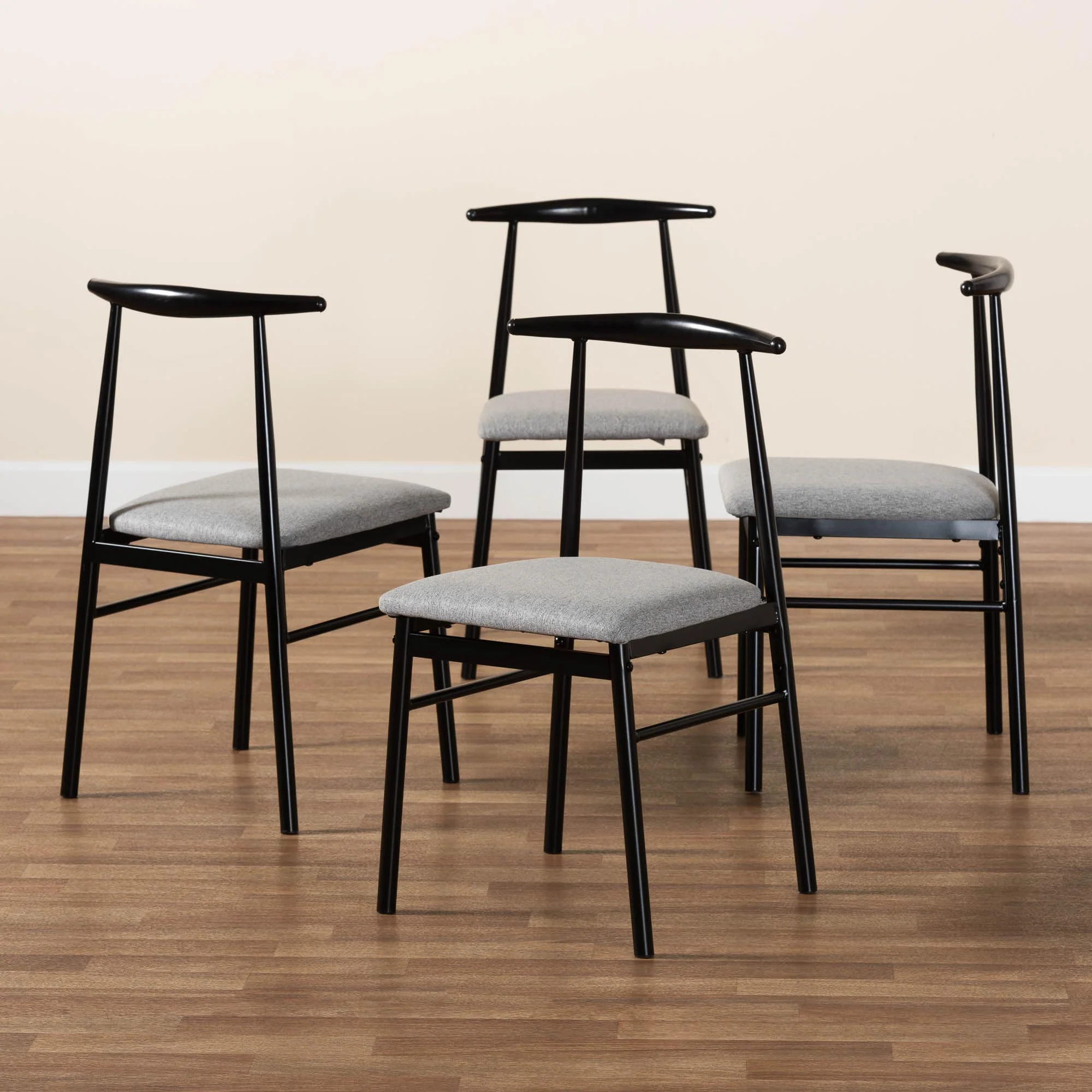 Baxton Studio Arnold Modern Industrial Beige Fabric and Metal Dining Chair - Image 14