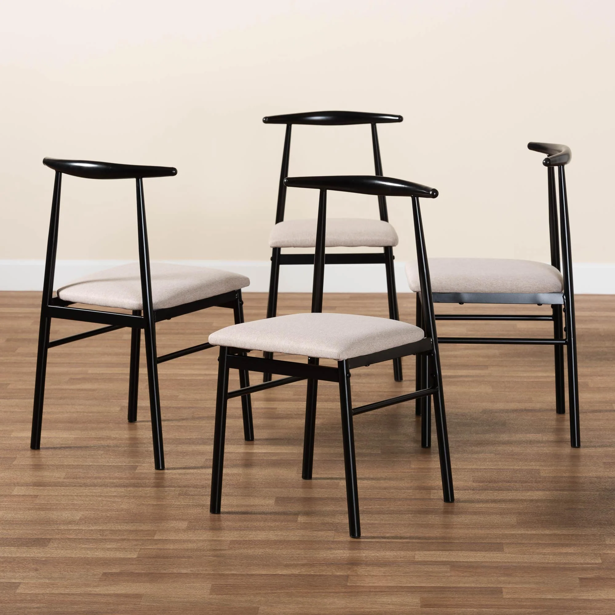 Baxton Studio Arnold Modern Industrial Beige Fabric and Metal Dining Chair - Image 3