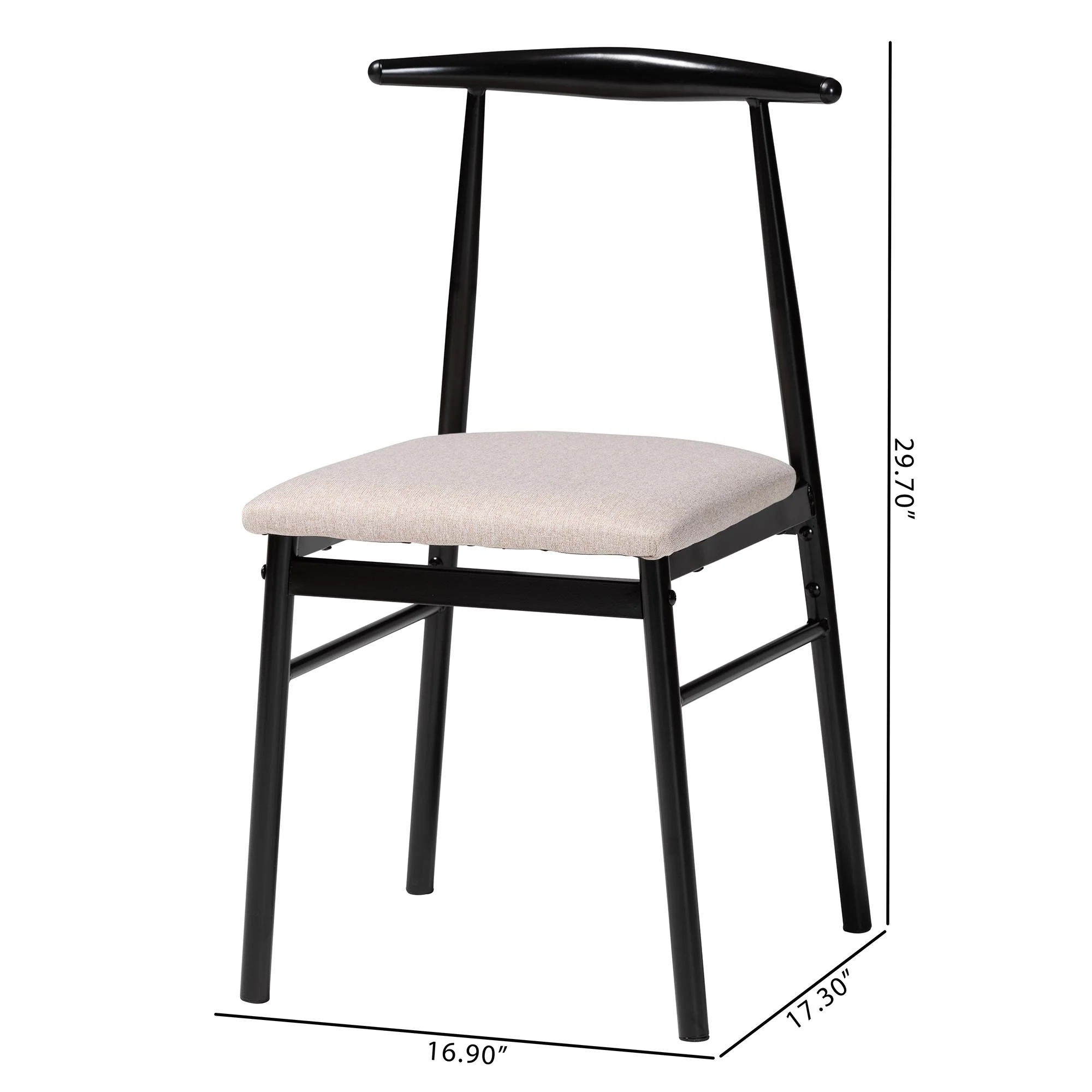 Baxton Studio Arnold Modern Industrial Beige Fabric and Metal Dining Chair - Image 4