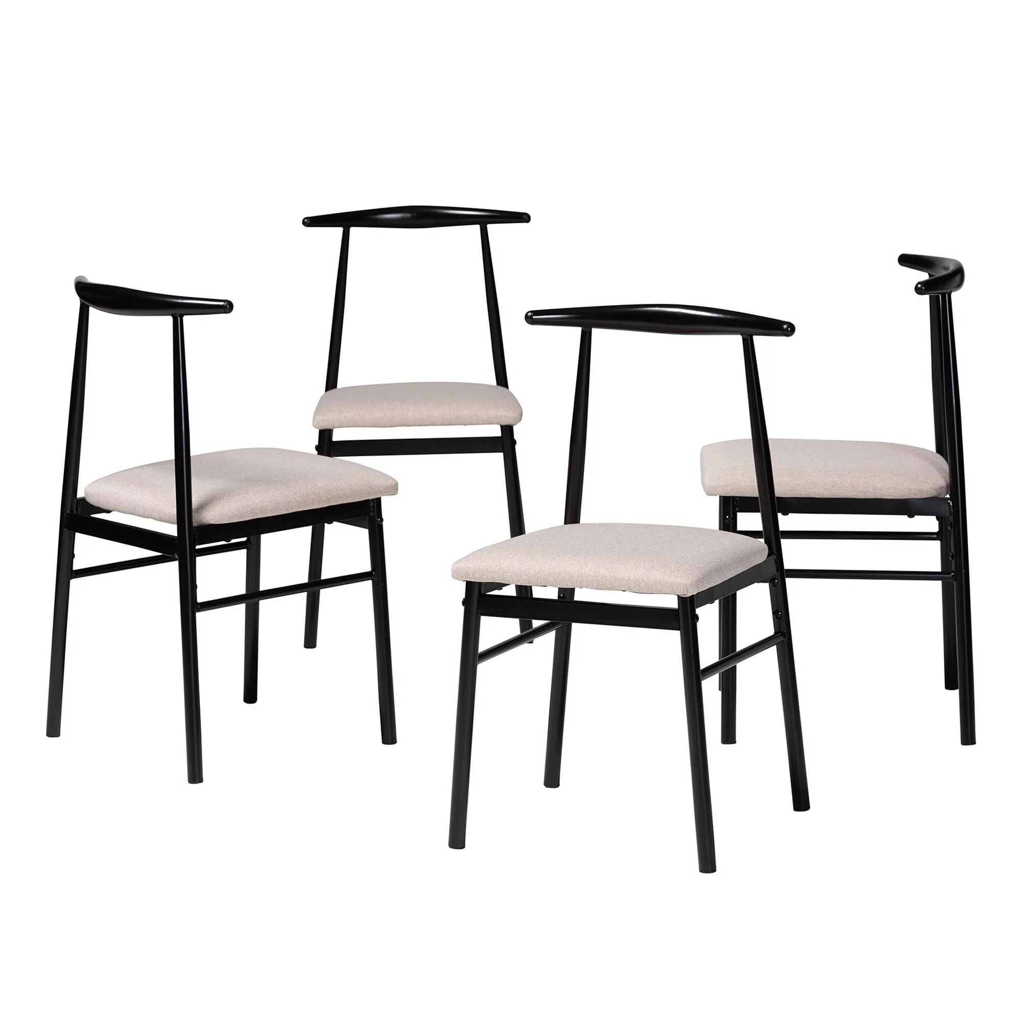 Baxton Studio Arnold Modern Industrial Beige Fabric and Metal Dining Chair - Image 5