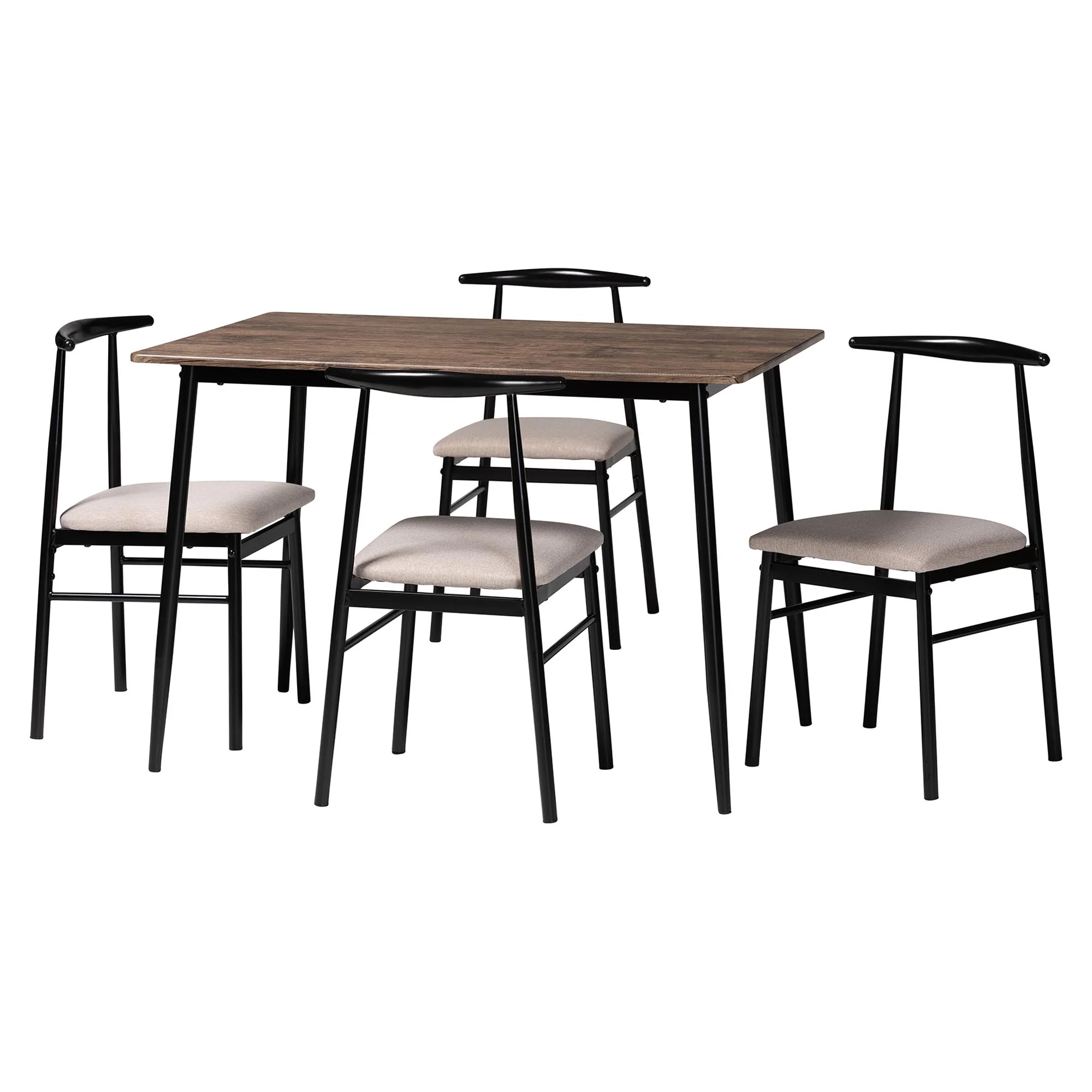 Baxton Studio Arnold Modern Industrial Beige Fabric and Metal Dining Set - Image 4