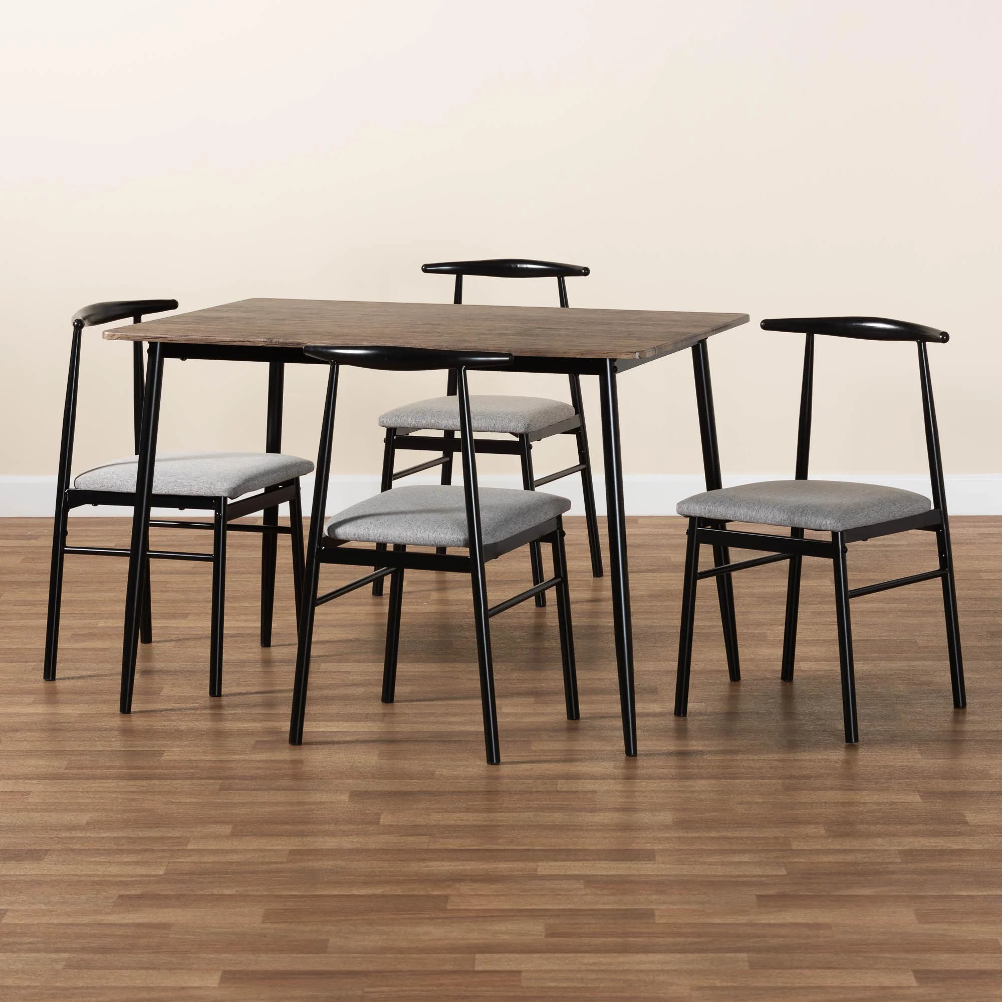 Baxton Studio Arnold Modern Industrial Grey Fabric and Metal Dining Set - Image 2