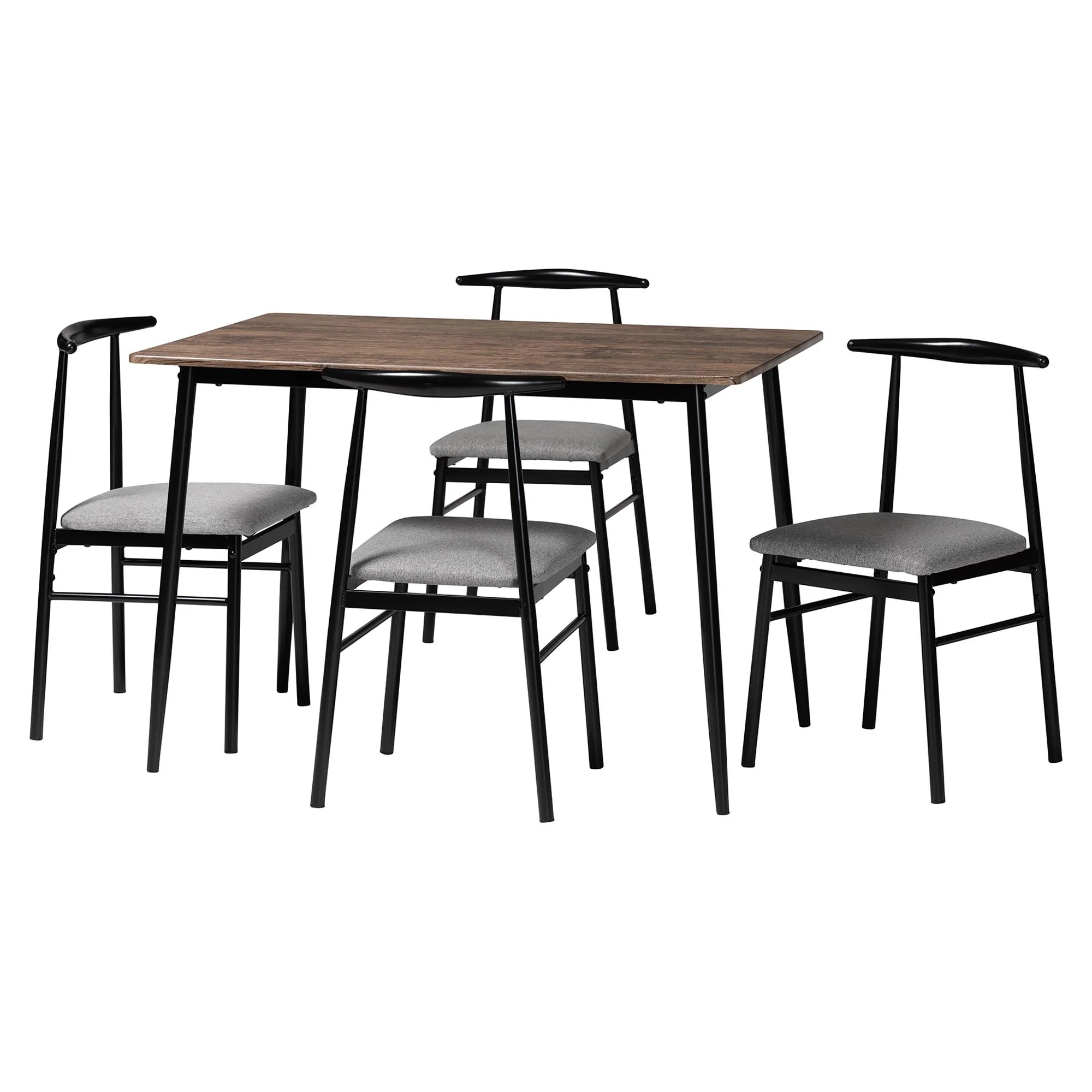 Baxton Studio Arnold Modern Industrial Grey Fabric and Metal Dining Set - Image 4