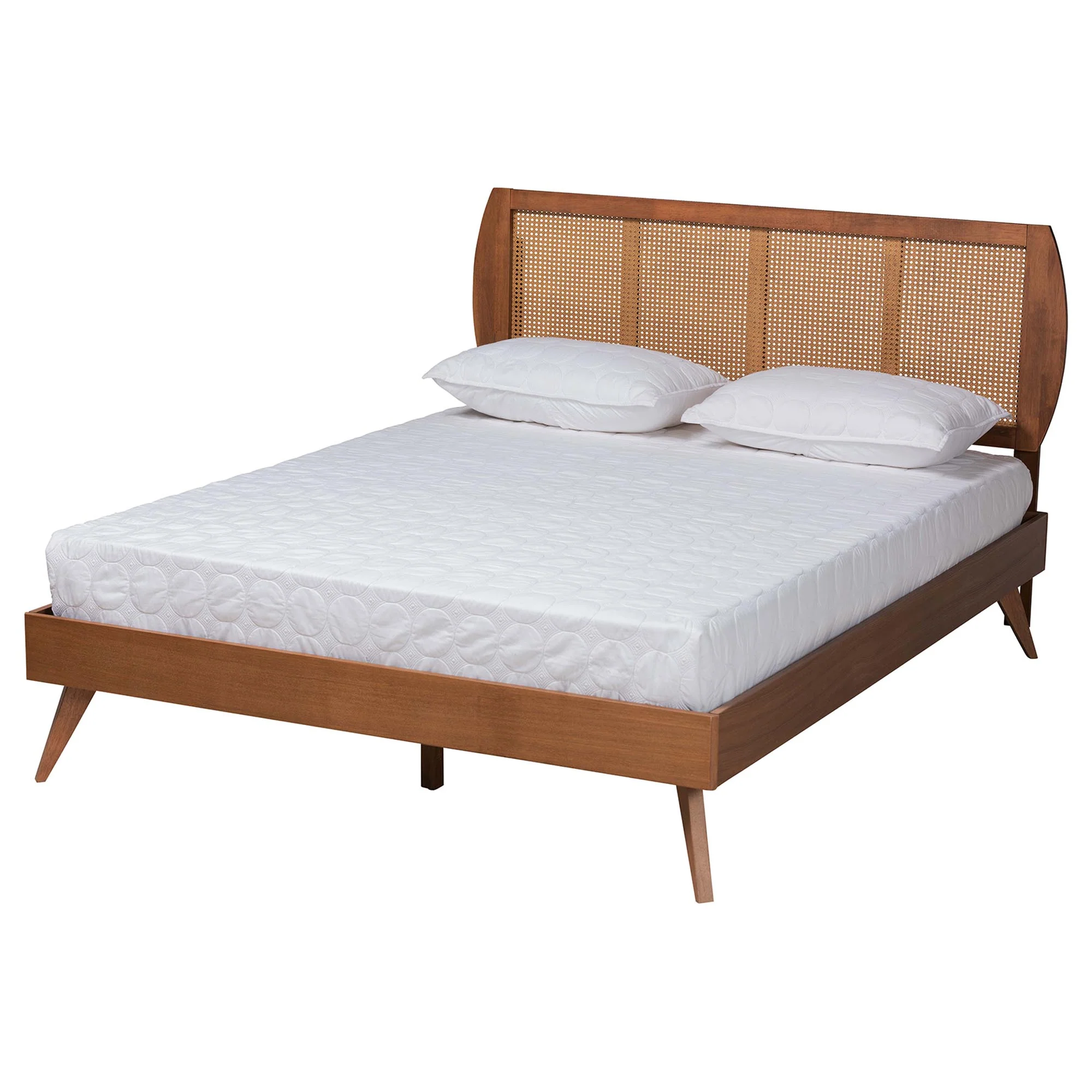 Baxton Studio Asami Mid-Century Modern Walnut Brown Finished Wood and Woven Rattan King Size 3-Piece Bedroom Set - Image 7