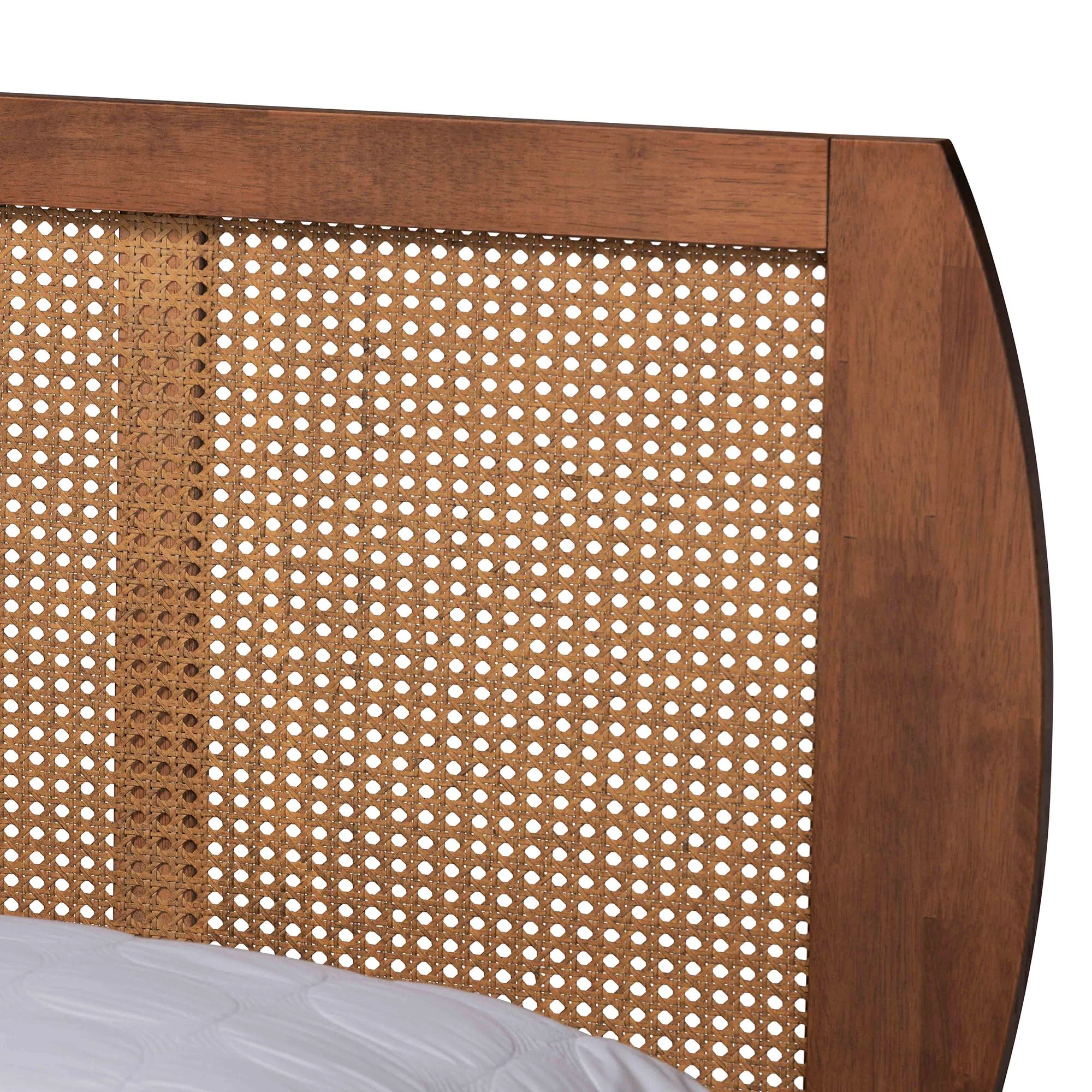 Baxton Studio Asami Mid-Century Modern Walnut Brown Finished Wood and Woven Rattan Queen Size 3-Piece Bedroom Set - Image 11
