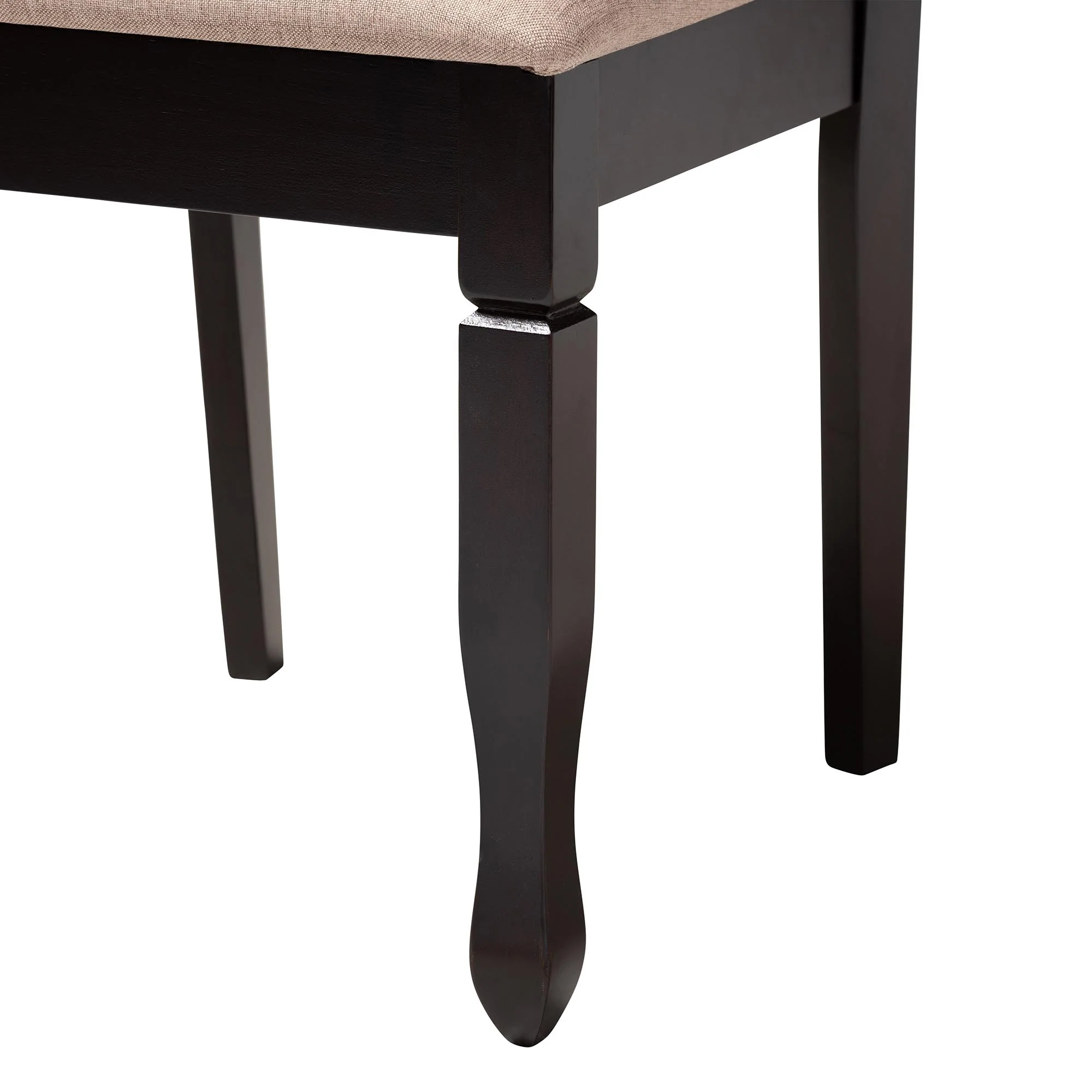Baxton Studio Aspen Modern Sand Fabric and Dark Brown Finished Wood 5-Piece Dining Set - Image 7