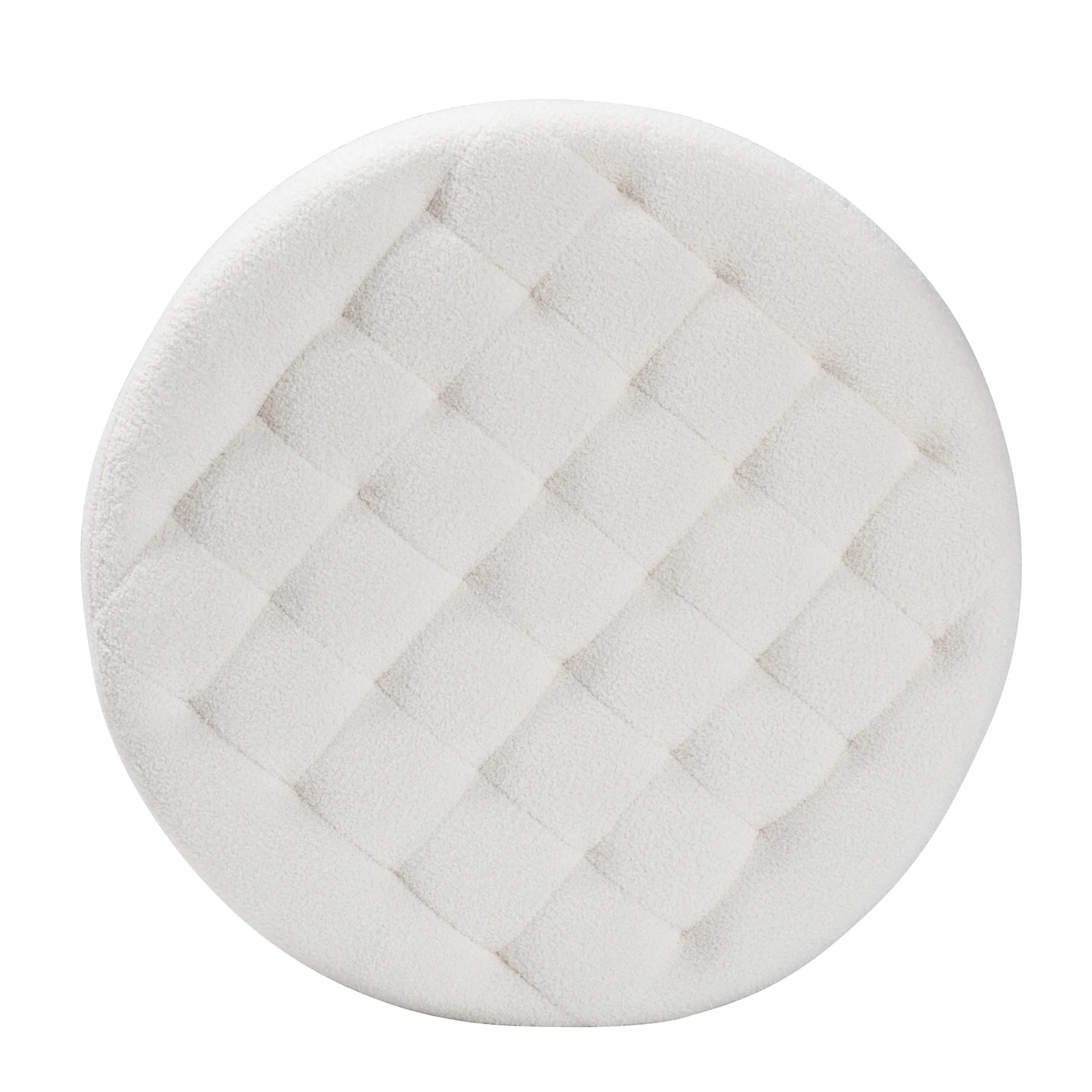 Baxton Studio Athena Modern and Contemporary Ivory Boucle Upholstered and Black Finished Wood Round Ottoman - Image 3