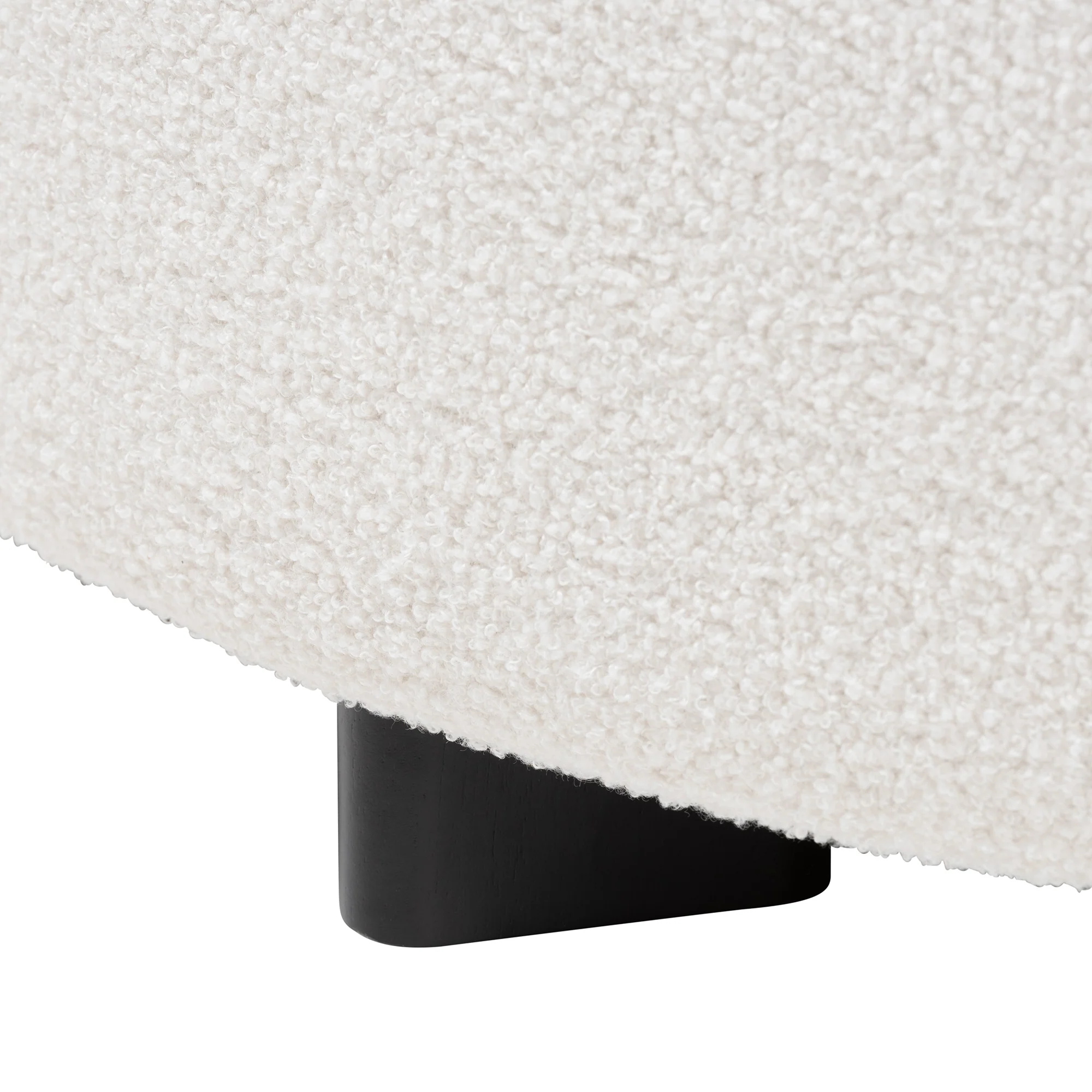 Baxton Studio Athena Modern and Contemporary Ivory Boucle Upholstered and Black Finished Wood Round Ottoman - Image 4