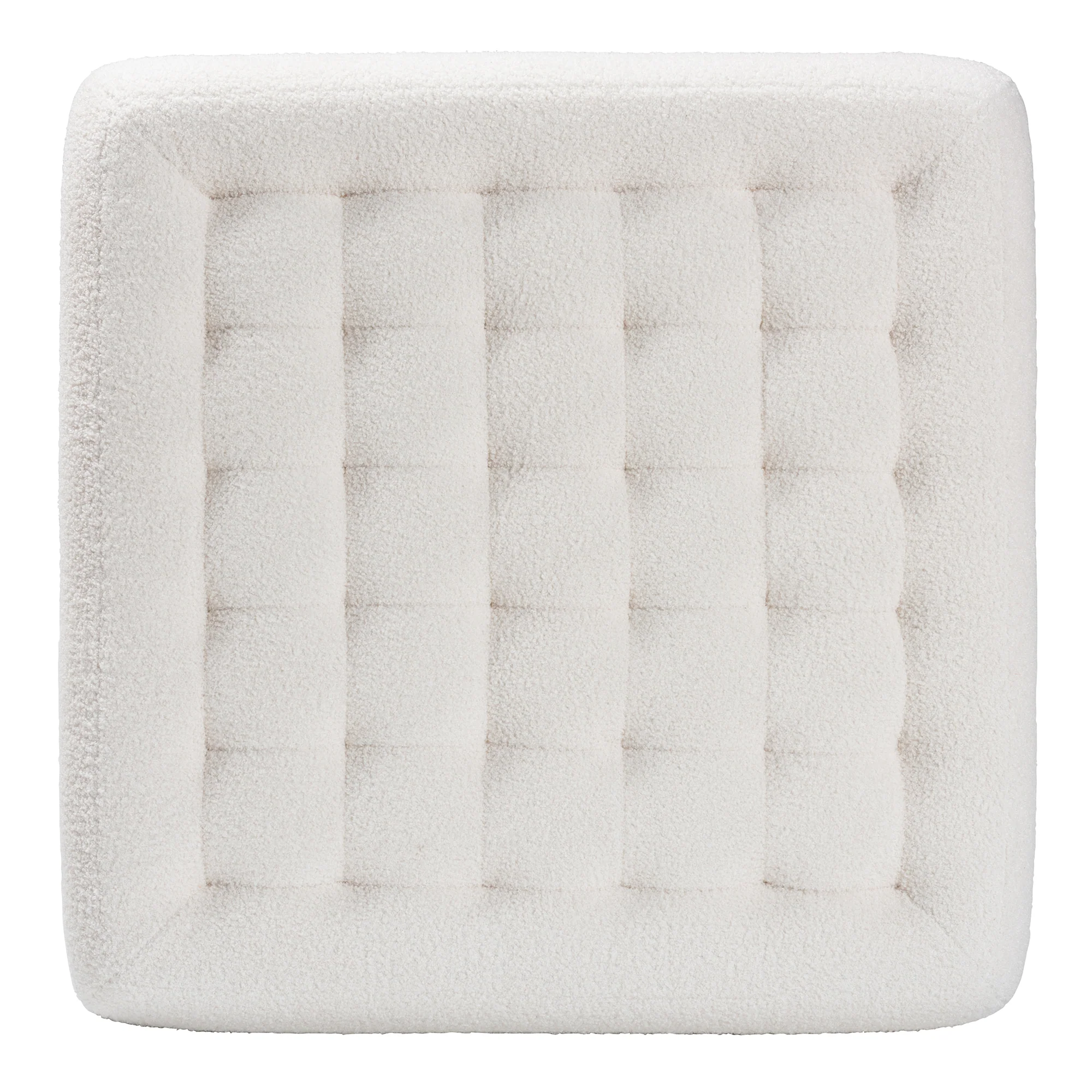 Baxton Studio Athena Modern and Contemporary Ivory Boucle Upholstered and Black Finished Wood Square Ottoman - Image 4