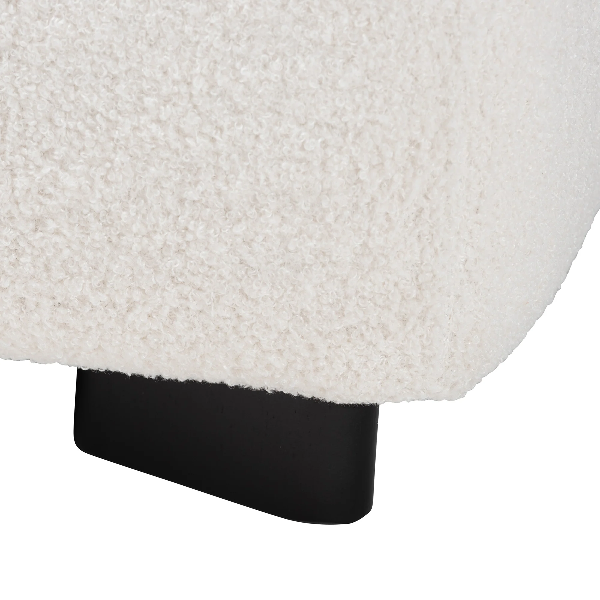 Baxton Studio Athena Modern and Contemporary Ivory Boucle Upholstered and Black Finished Wood Square Ottoman - Image 5
