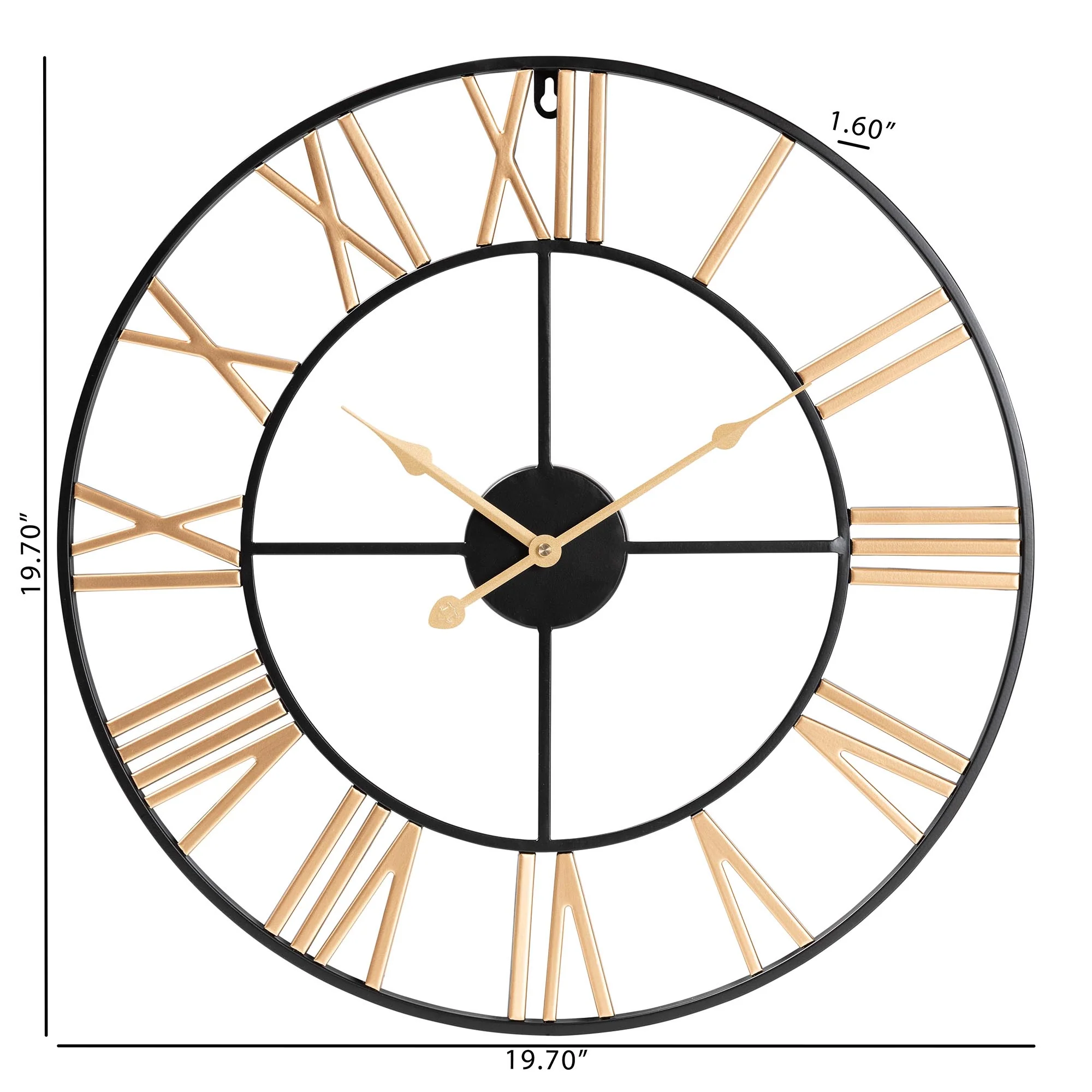 Baxton Studio Auden Modern Industrial Two-Tone Black and Gold Metal Wall Clock - Image 4