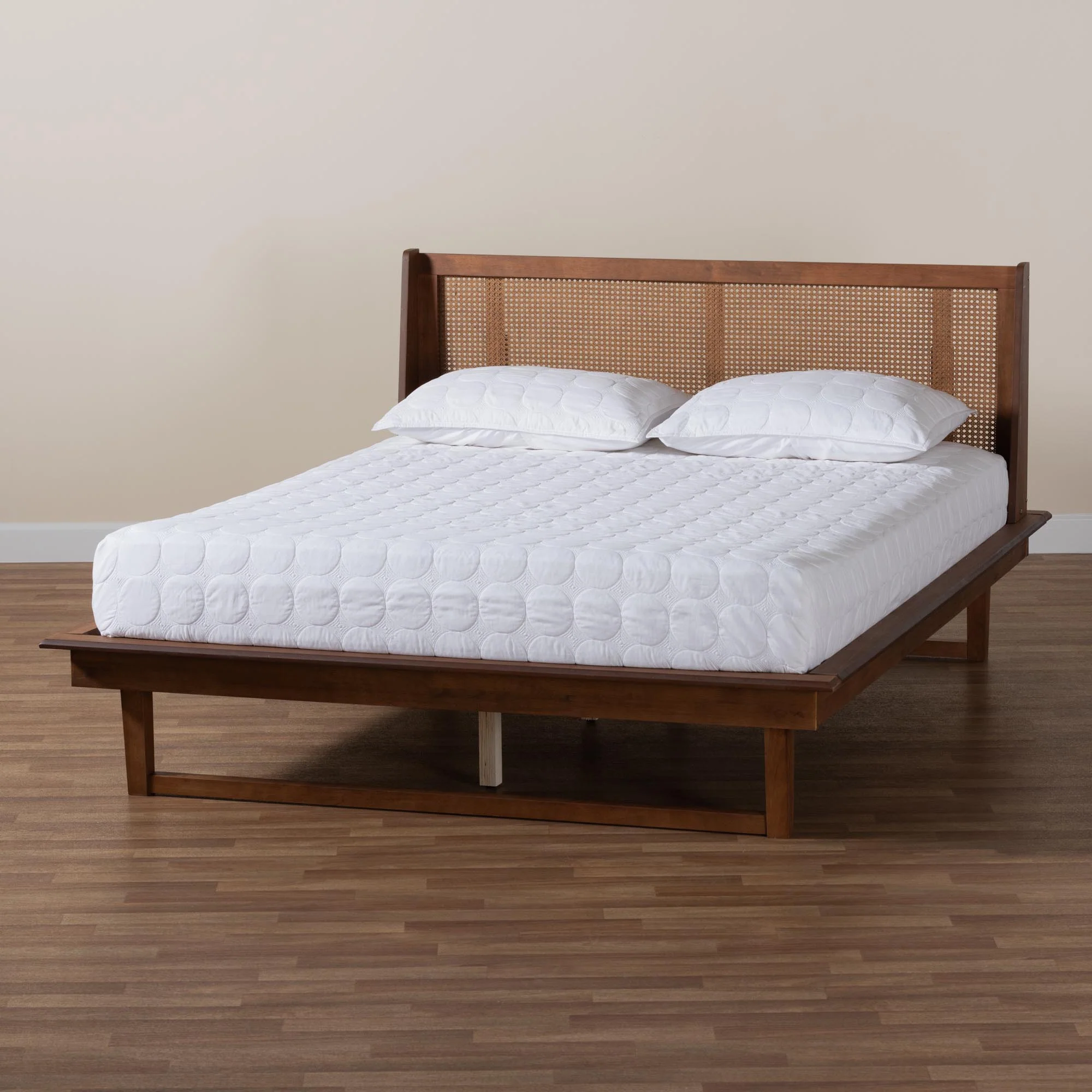 Baxton Studio Aveena Mid-Century Modern Walnut Brown Finished Wood Queen Size Platform Bed - Image 10
