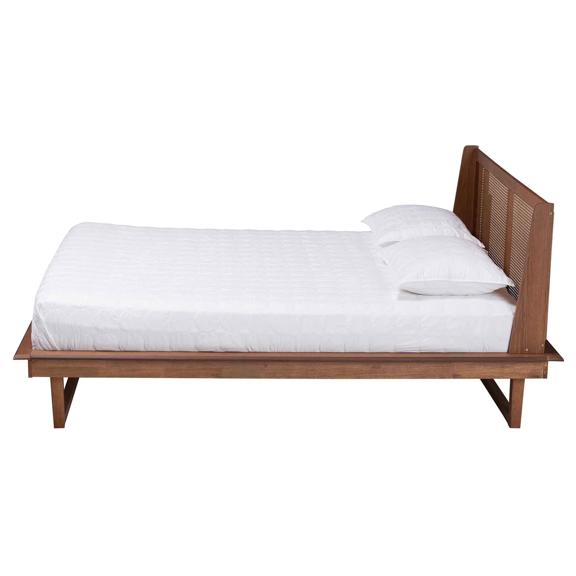 Baxton Studio Aveena Mid-Century Modern Walnut Brown Finished Wood Queen Size Platform Bed - Image 3