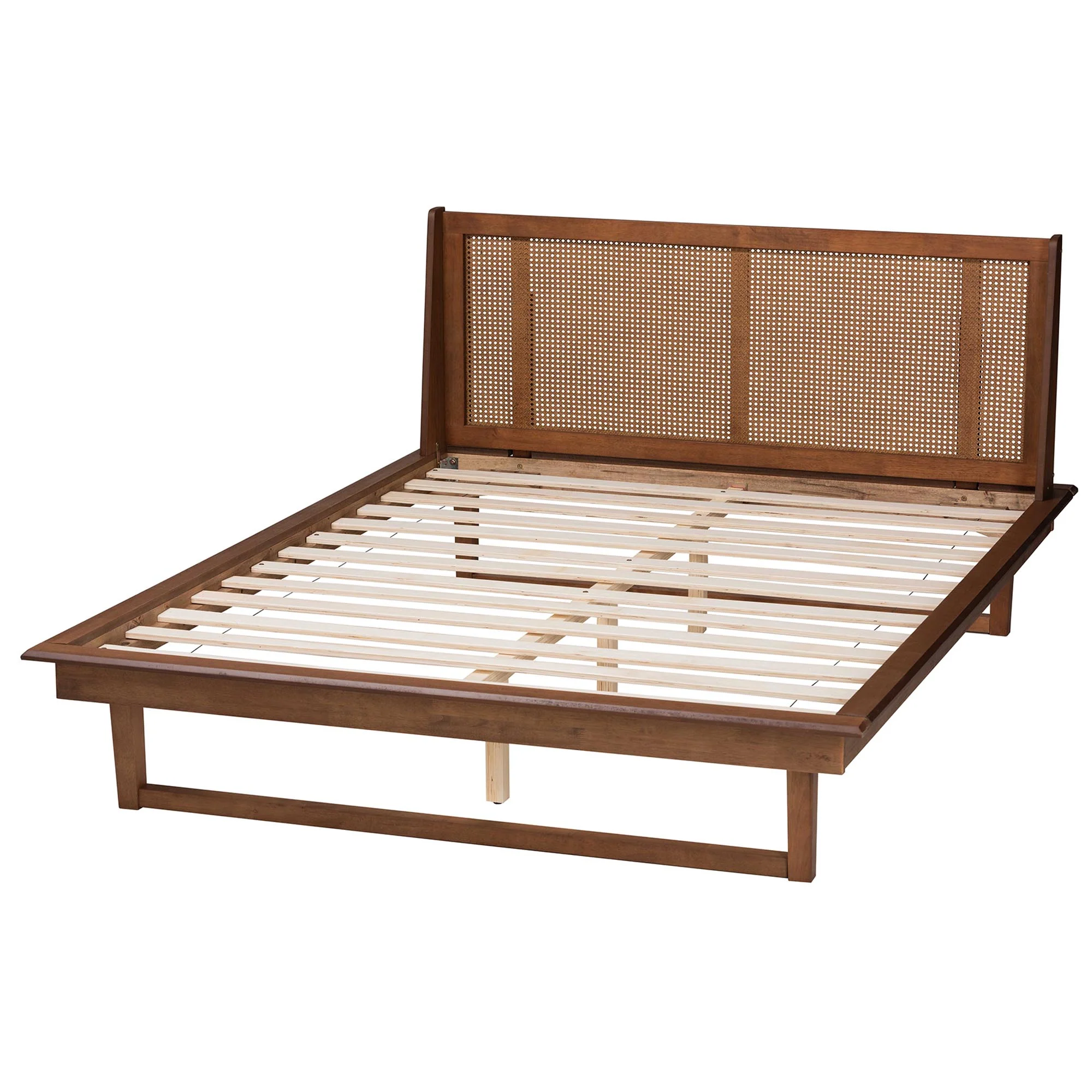 Baxton Studio Aveena Mid-Century Modern Walnut Brown Finished Wood Queen Size Platform Bed - Image 4