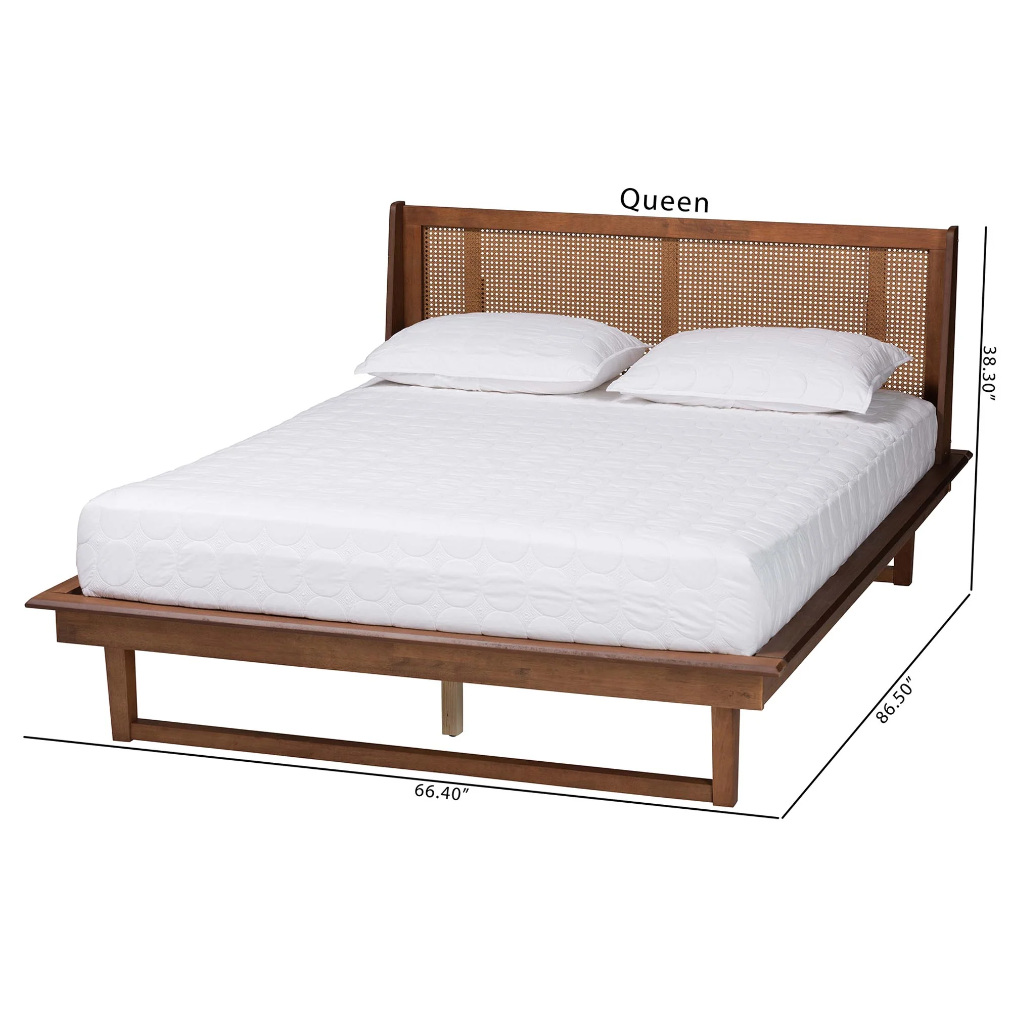 Baxton Studio Aveena Mid-Century Modern Walnut Brown Finished Wood Queen Size Platform Bed - Image 8