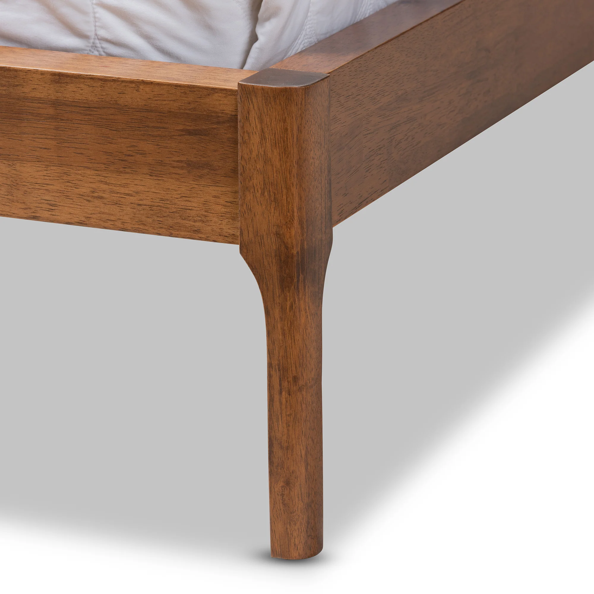 Baxton Studio Aveneil Mid-Century Modern Beige Fabric Upholstered Walnut Finished Full Size Platform Bed - Image 6
