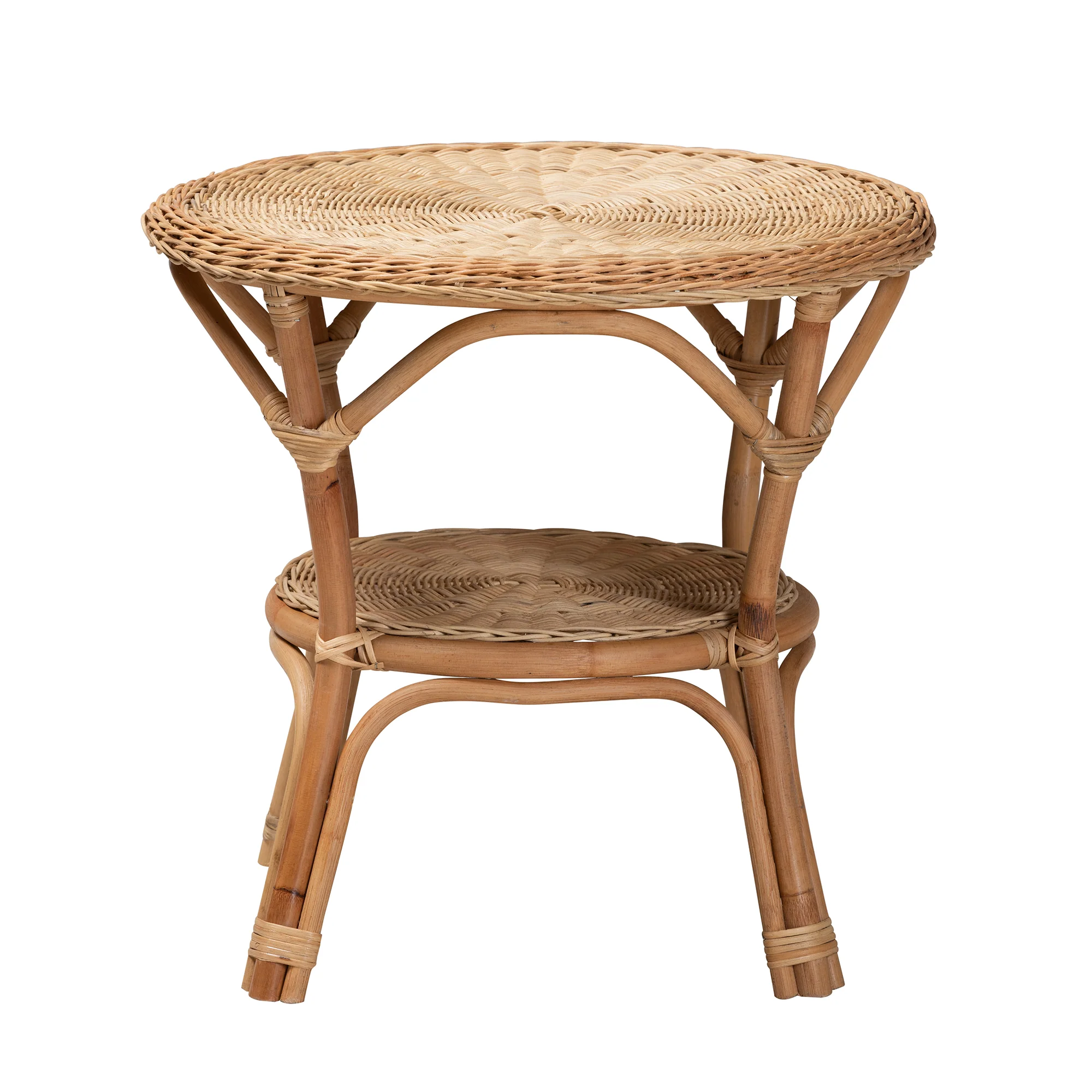 Baxton Studio bali & pari Abbey Modern Bohemian Natural Brown Antique Rattan Coffee Table - Image 3