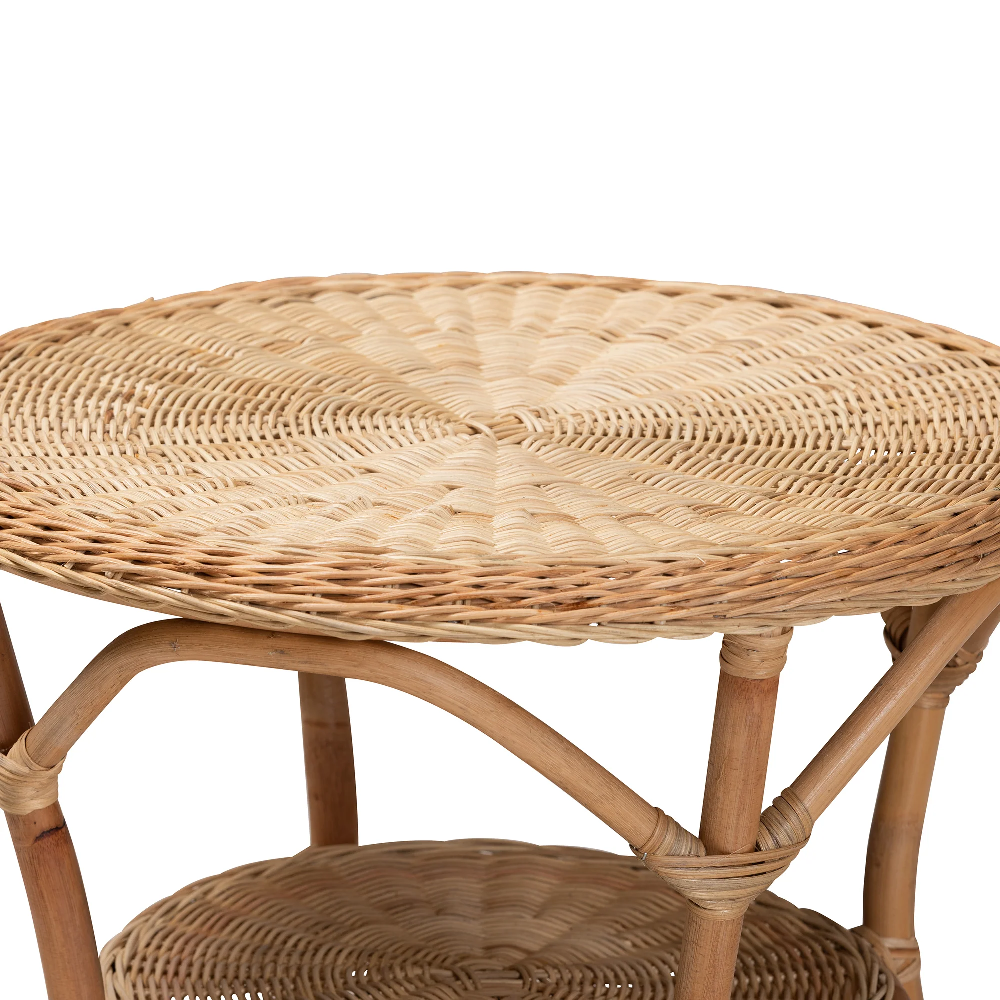 Baxton Studio bali & pari Abbey Modern Bohemian Natural Brown Antique Rattan Coffee Table - Image 4