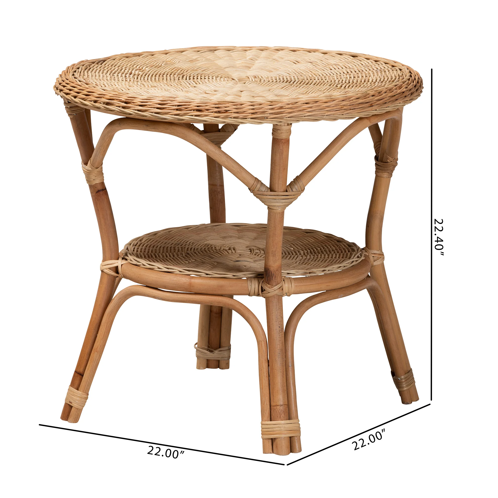 Baxton Studio bali & pari Abbey Modern Bohemian Natural Brown Antique Rattan Coffee Table - Image 8
