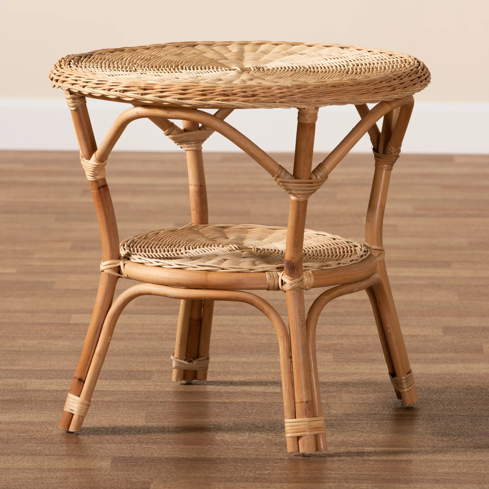 Baxton Studio bali & pari Abbey Modern Bohemian Natural Brown Antique Rattan Coffee Table - Image 9