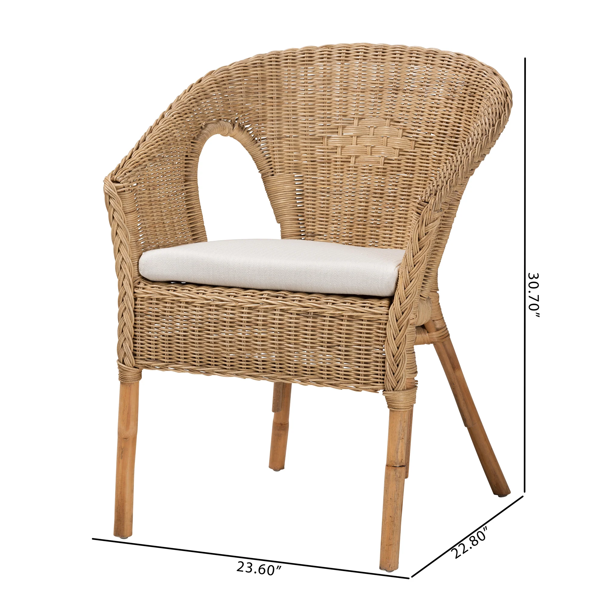 Baxton Studio bali & pari Abbey Modern Bohemian Natural Brown Antique Rattan Dining Chair - Image 10