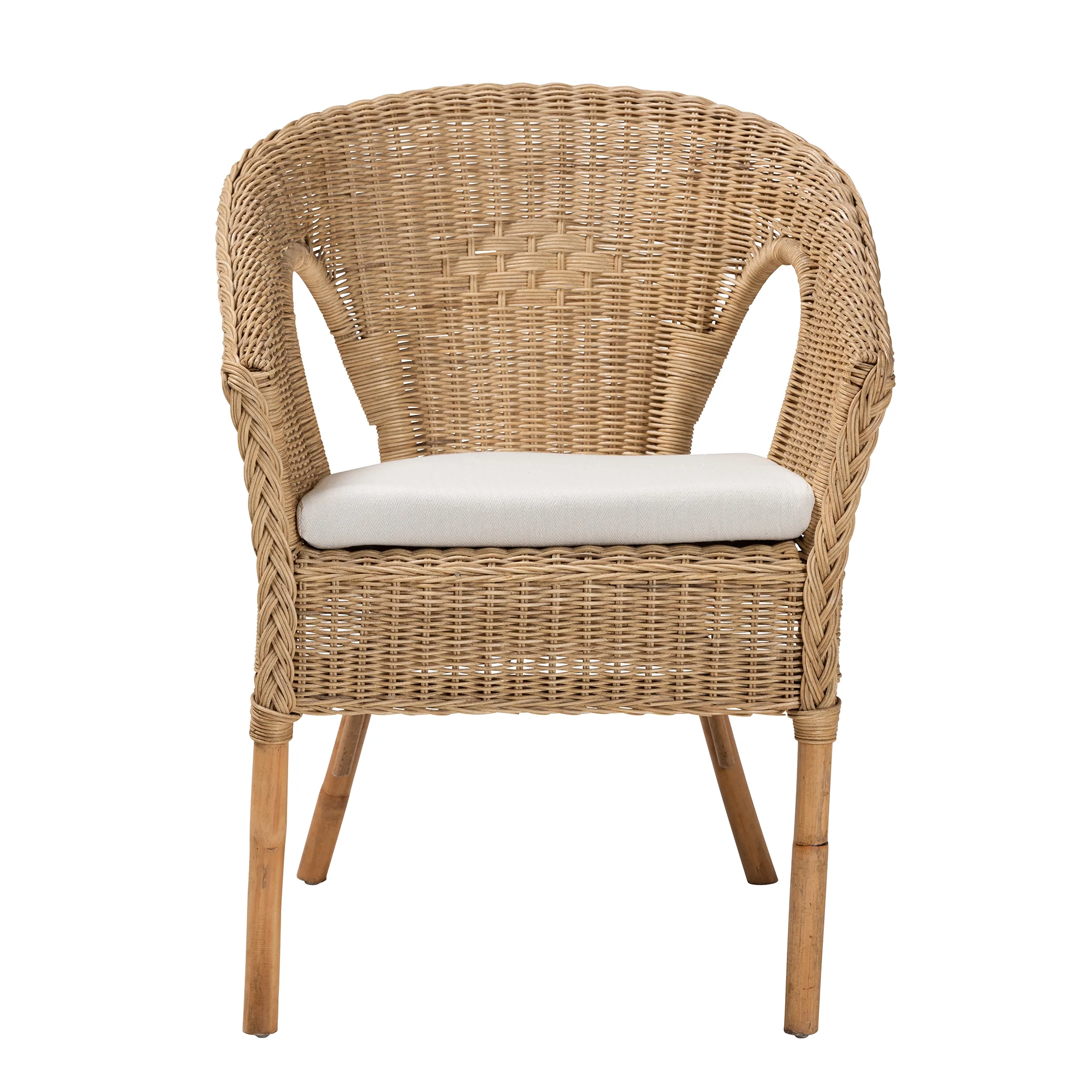 Baxton Studio bali & pari Abbey Modern Bohemian Natural Brown Antique Rattan Dining Chair - Image 3