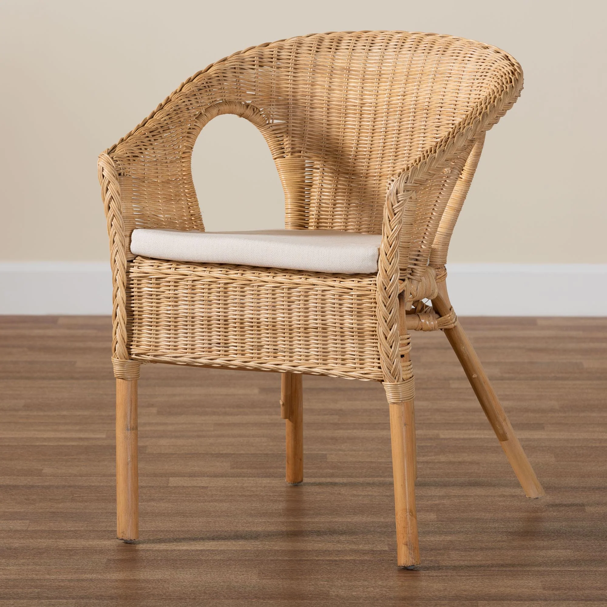 Baxton Studio bali & pari Abbey Modern Bohemian Natural Rattan Dining Chair - Image 2