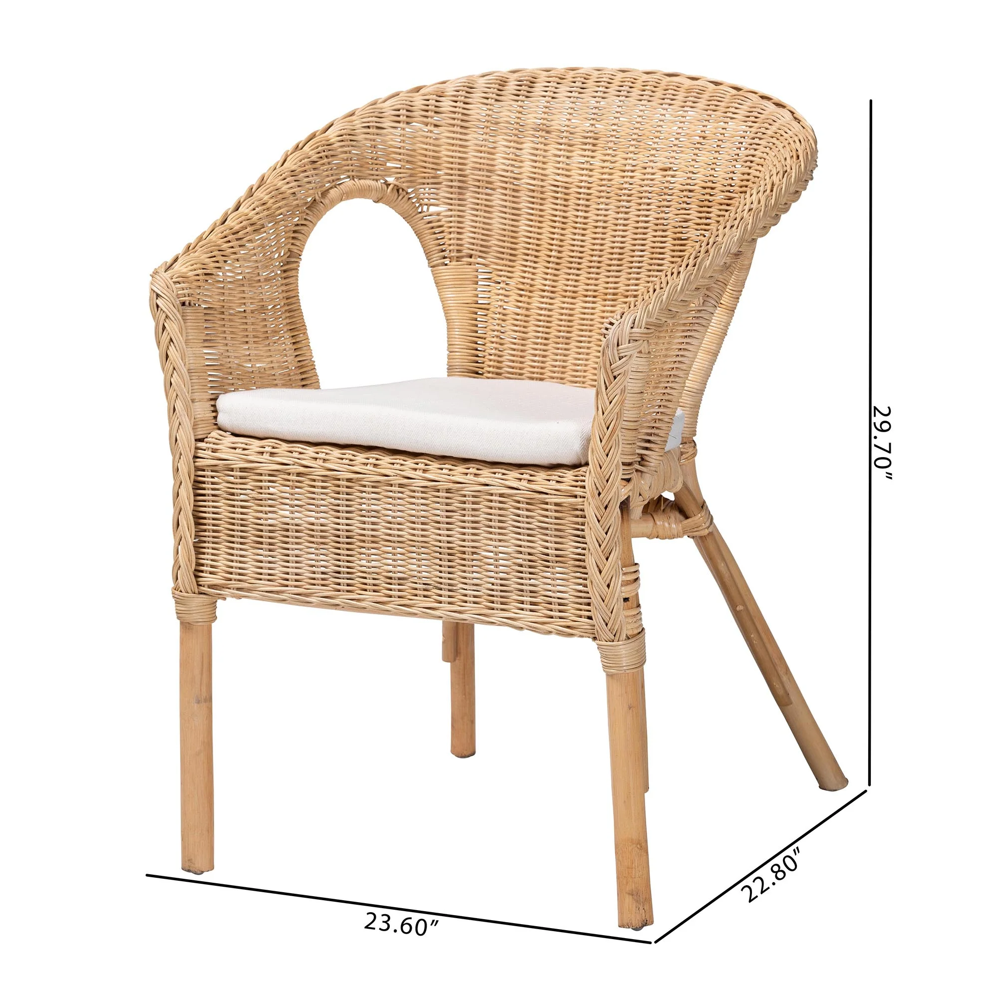 Baxton Studio bali & pari Abbey Modern Bohemian Natural Rattan Dining Chair - Image 3