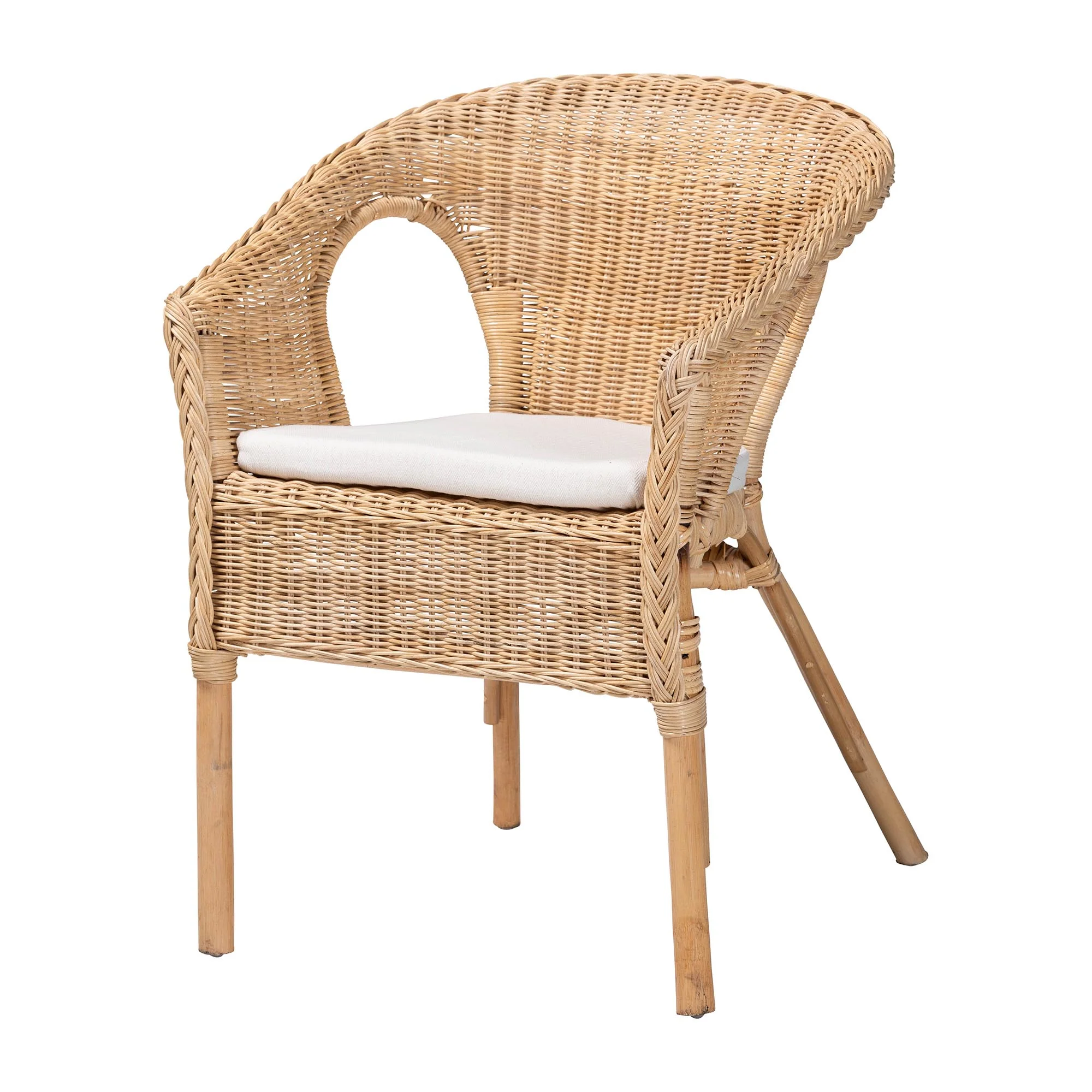 Baxton Studio bali & pari Abbey Modern Bohemian Natural Rattan Dining Chair - Image 4