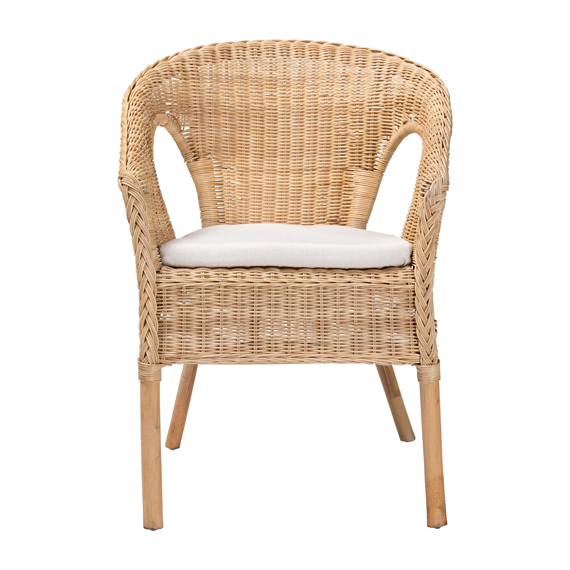 Baxton Studio bali & pari Abbey Modern Bohemian Natural Rattan Dining Chair - Image 5