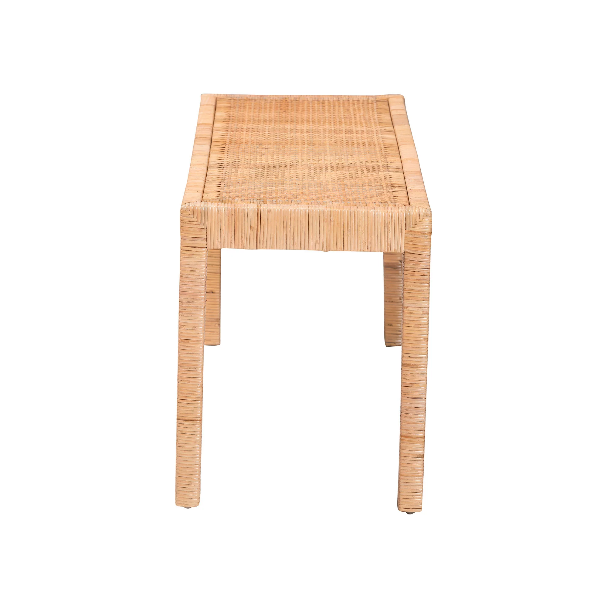 Baxton Studio bali & pari Abelia Modern Bohemian Natural Rattan and Mahogany Wood Long Accent Bench - Image 4
