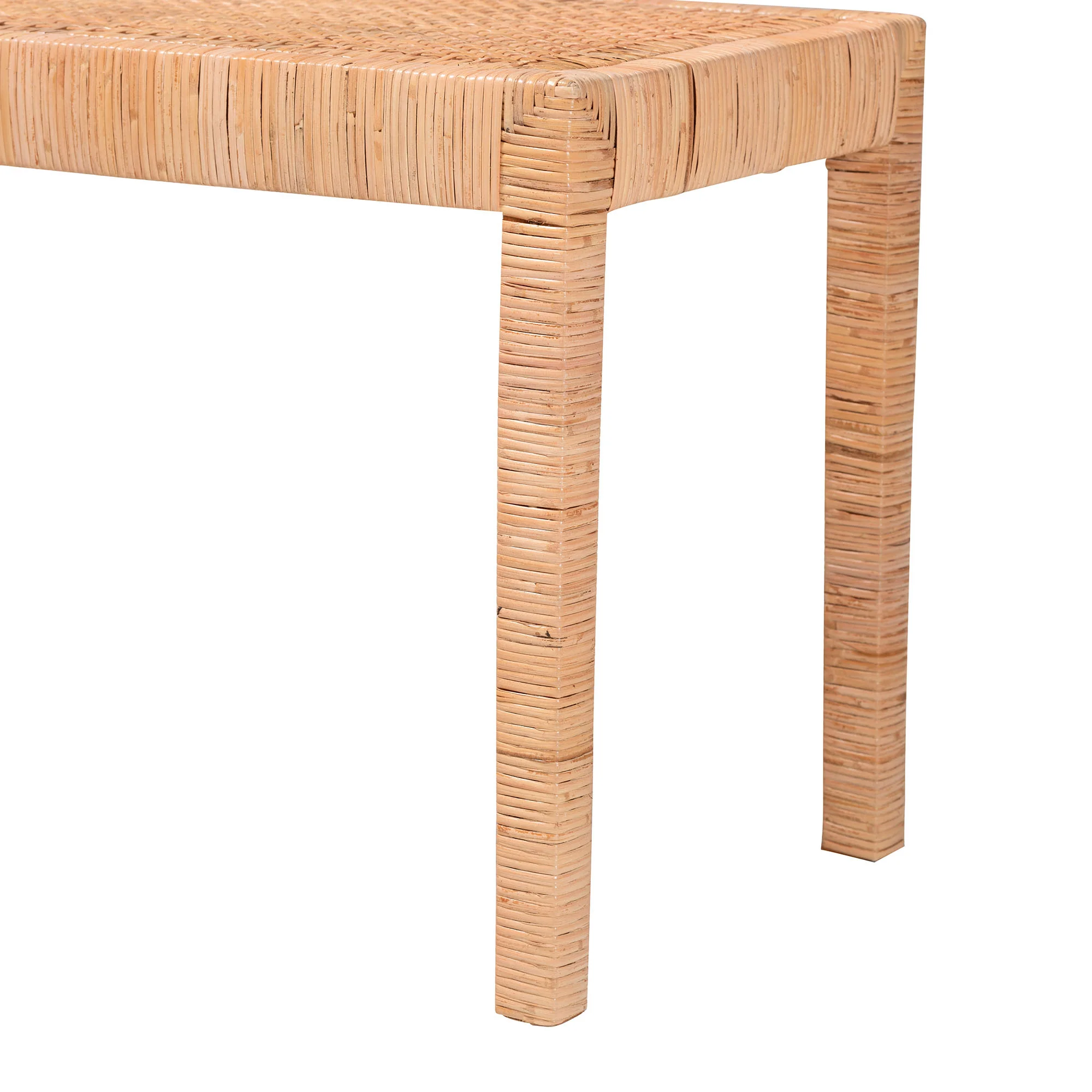 Baxton Studio bali & pari Abelia Modern Bohemian Natural Rattan and Mahogany Wood Long Accent Bench - Image 5