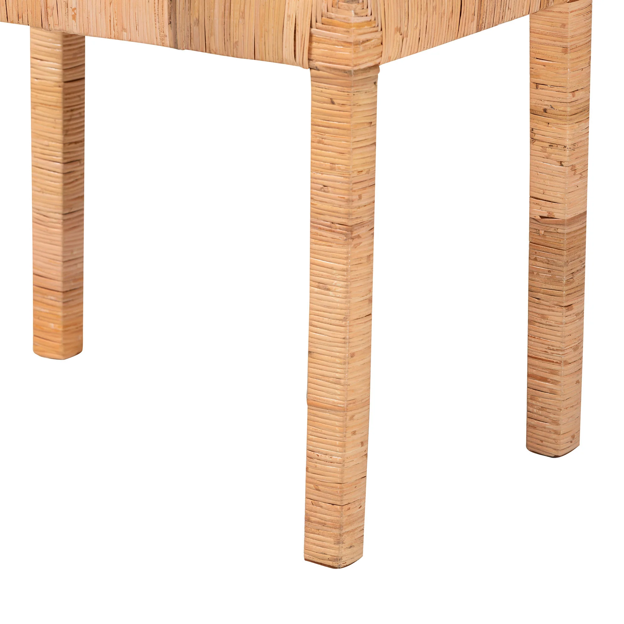 Baxton Studio bali & pari Abelia Modern Bohemian Natural Rattan and Mahogany Wood Short Accent Bench - Image 6